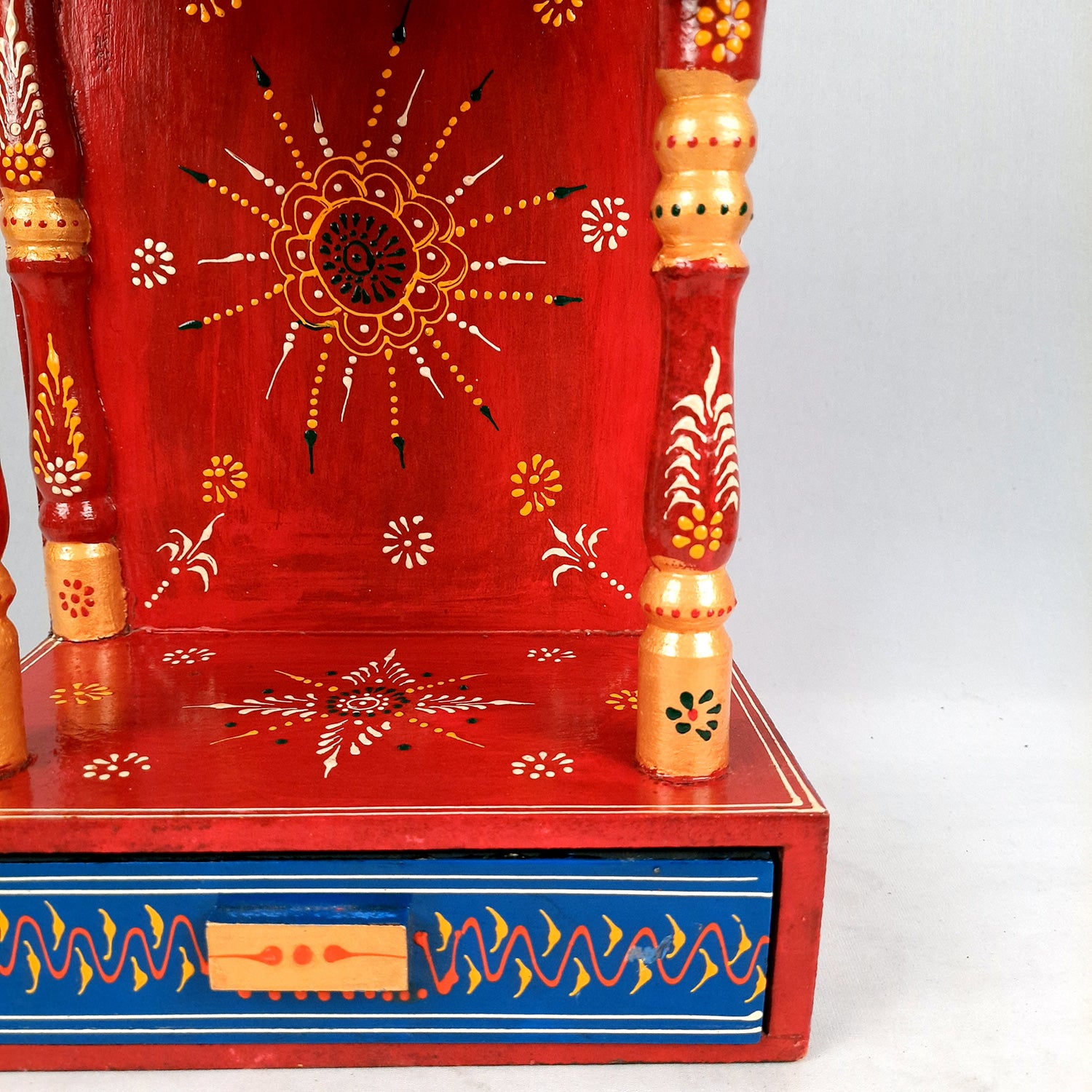 Pooja Temple with In Built Storage Drawer | Mandap For God |Puja Mandir Wall Mount - For Home , Puja Room, Office & Gifts - 15 Inch - Apkamart #Style_Style 1