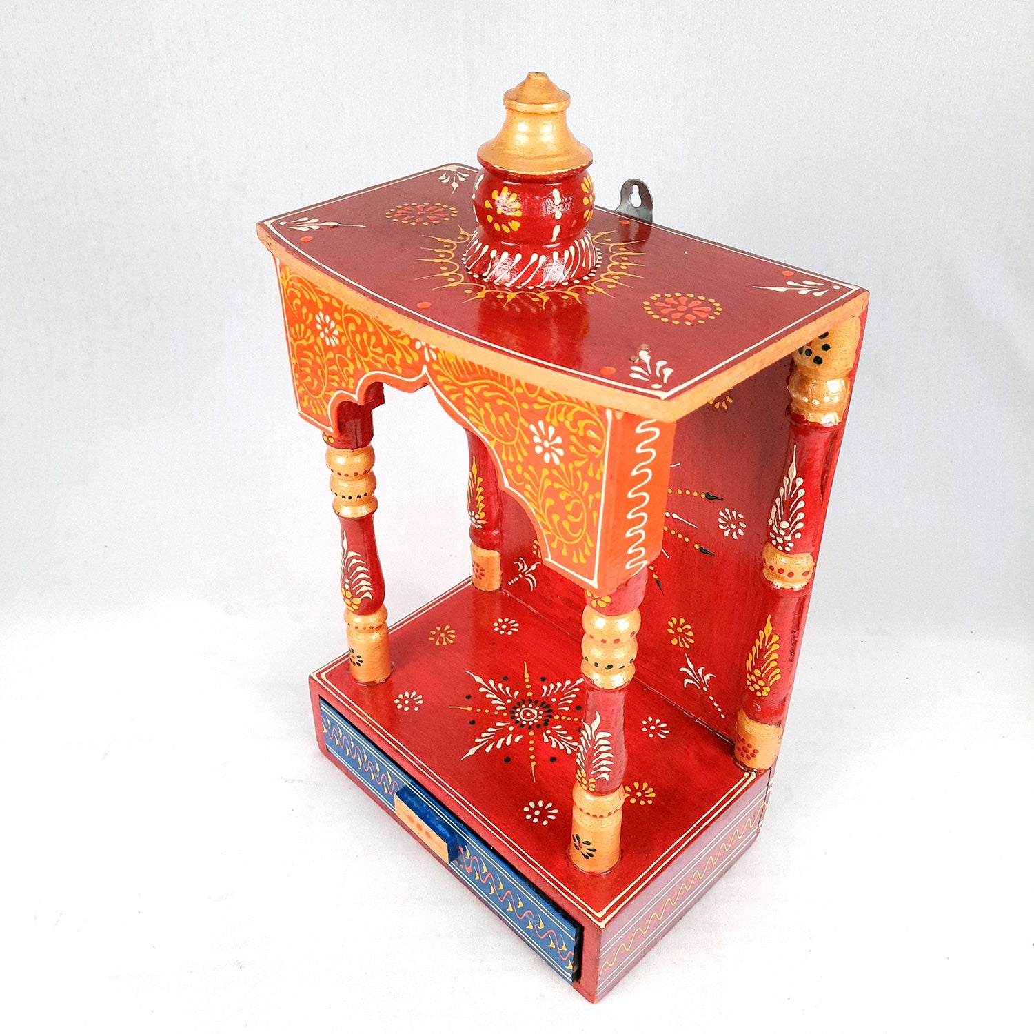 Pooja Temple with In Built Storage Drawer | Mandap For God |Puja Mandir Wall Mount - For Home , Puja Room, Office & Gifts - 15 Inch - Apkamart #Style_Style 1