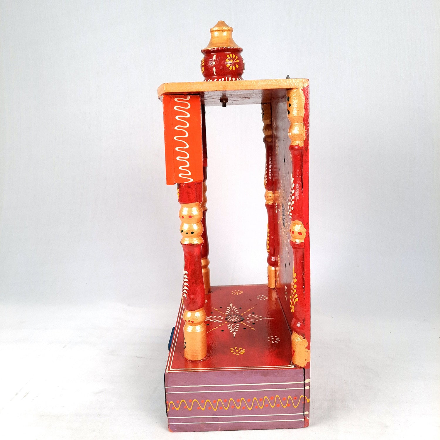 Pooja Temple with In Built Storage Drawer | Mandap For God |Puja Mandir Wall Mount - For Home , Puja Room, Office & Gifts - 15 Inch - Apkamart #Style_Style 1