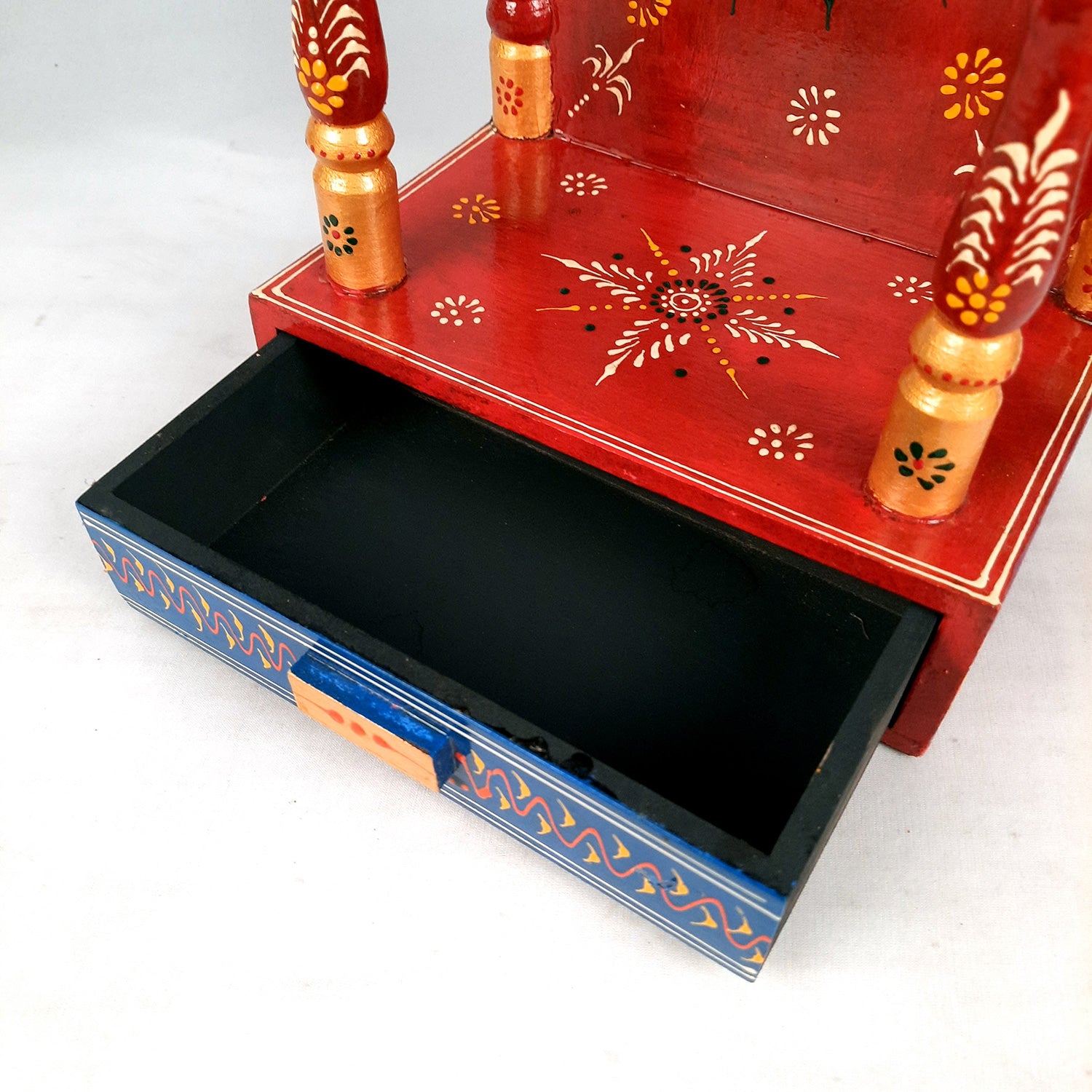 Pooja Temple with In Built Storage Drawer | Mandap For God |Puja Mandir Wall Mount - For Home , Puja Room, Office & Gifts - 15 Inch - Apkamart #Style_Style 1