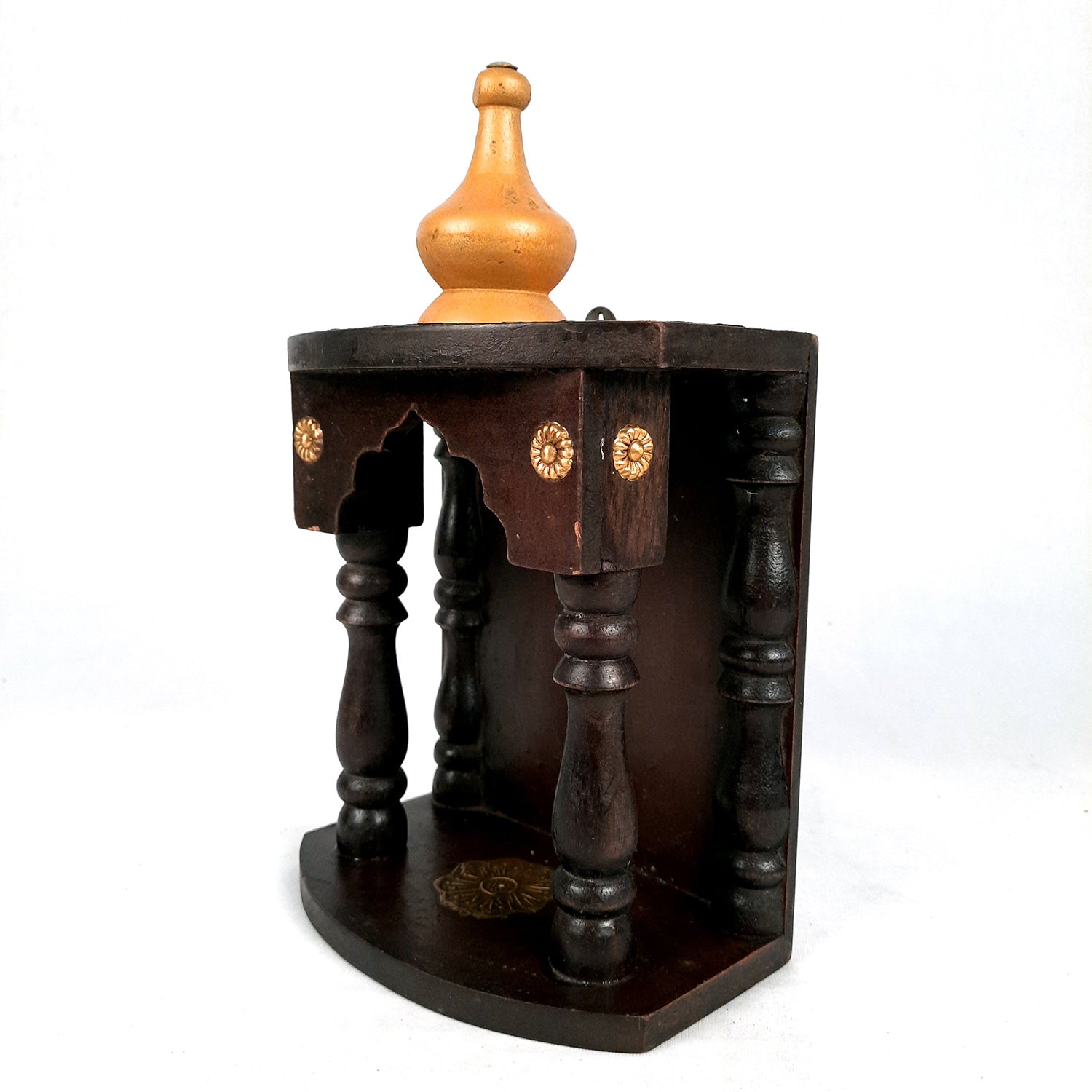 Pooja Mandir | Home Temple Wooden Wall Mounted | Hanging Puja Stand / Unit Small – For God, House, Puja Ghar, Office & Shop - 11 Inch - Apkamart #Style_Design 2