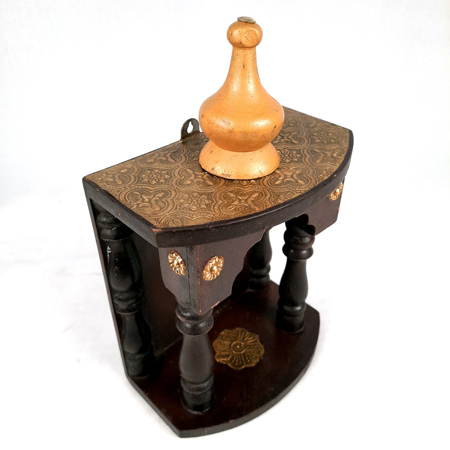 Pooja Mandir | Home Temple Wooden Wall Mounted | Hanging Puja Stand / Unit Small – For God, House, Puja Ghar, Office & Shop - 11 Inch - Apkamart #Style_Design 2