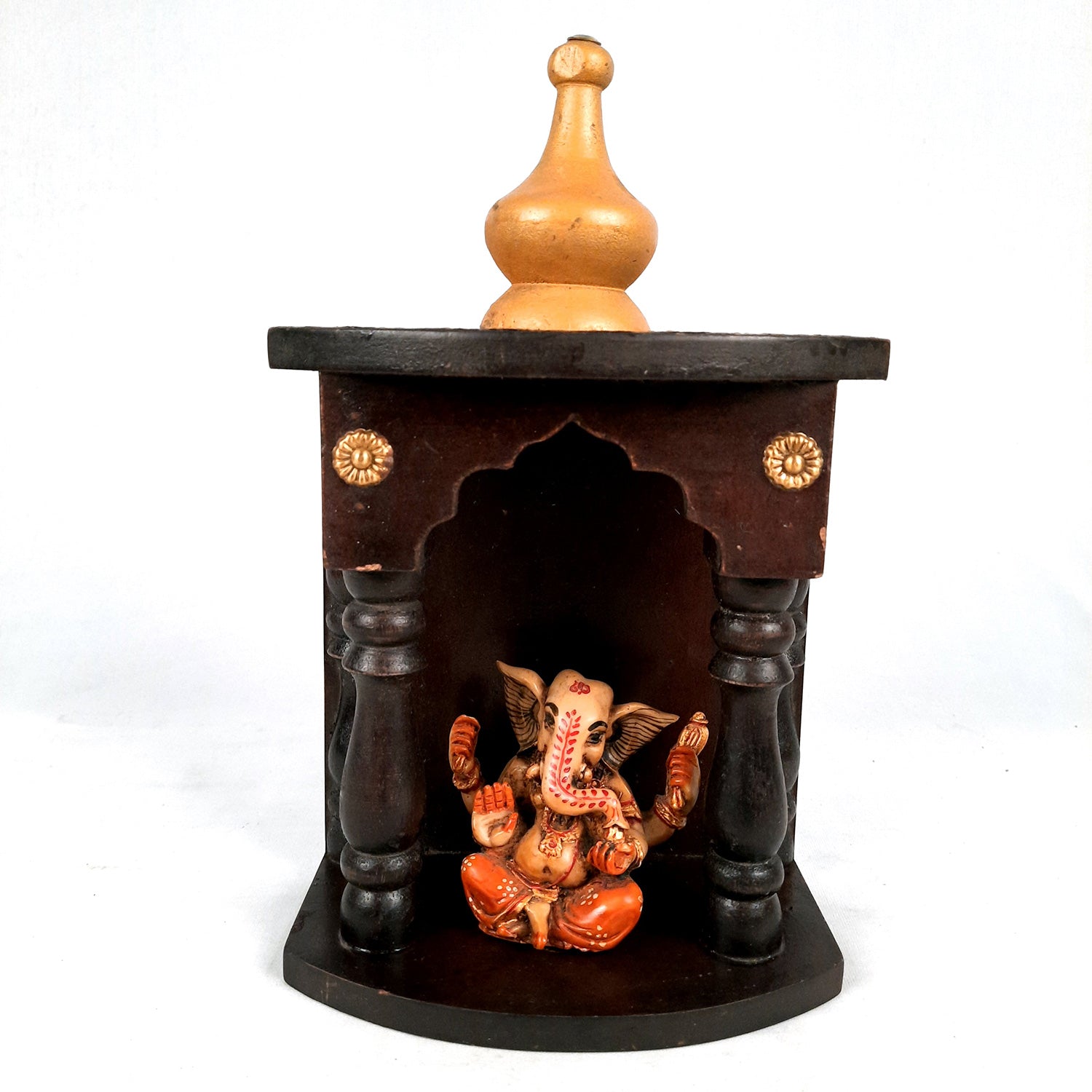 Pooja Mandir | Home Temple Wooden Wall Mounted | Hanging Puja Stand / Unit Small – For God, House, Puja Ghar, Office & Shop - 11 Inch - Apkamart #Style_Design 2