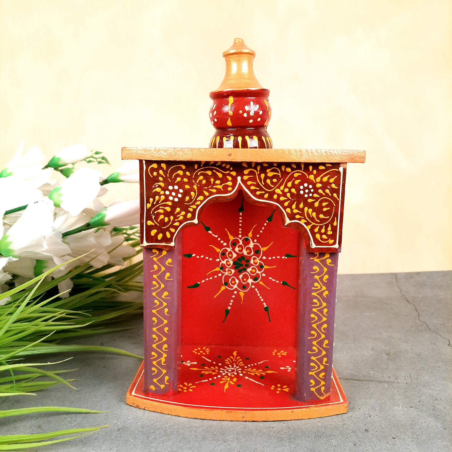 Wooden Temple for Home | Pooja Mandir -10 Inch - ApkaMart #Style_style 1