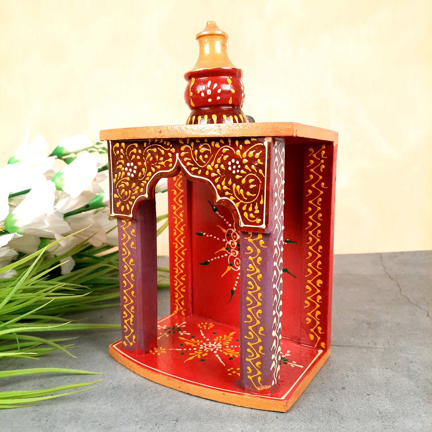 Wooden Temple for Home | Pooja Mandir -10 Inch - ApkaMart #Style_style 1