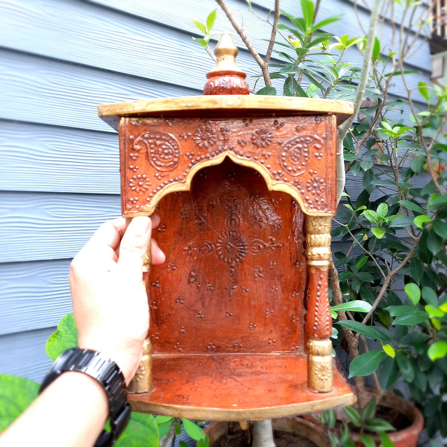 Wooden Temple for Home - Wooden Pooja Mandir - 14 Inch- Apkamart