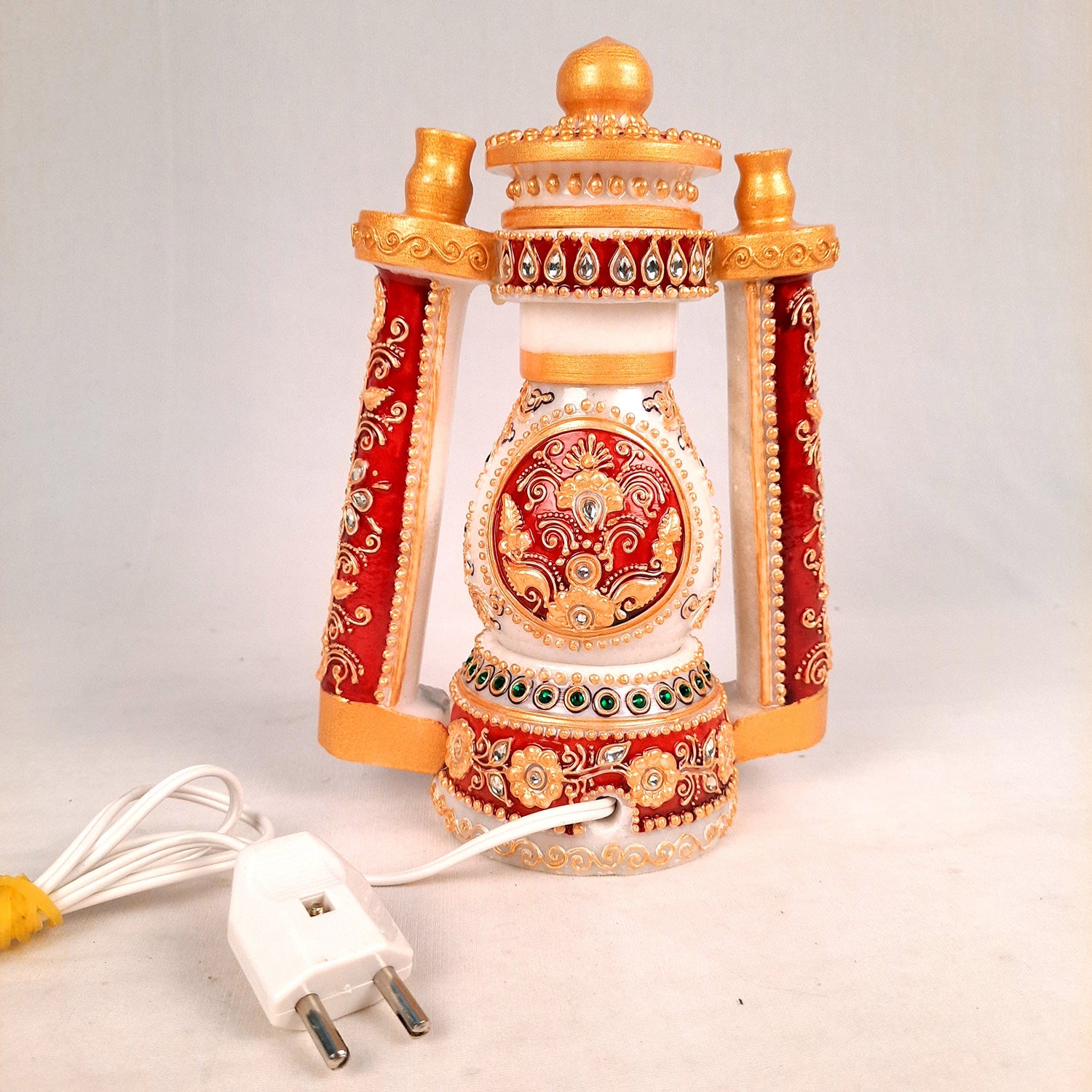 Lantern | Table Lamp Marble - for Bedroom & Living Room - 9 Inch- Apkamart