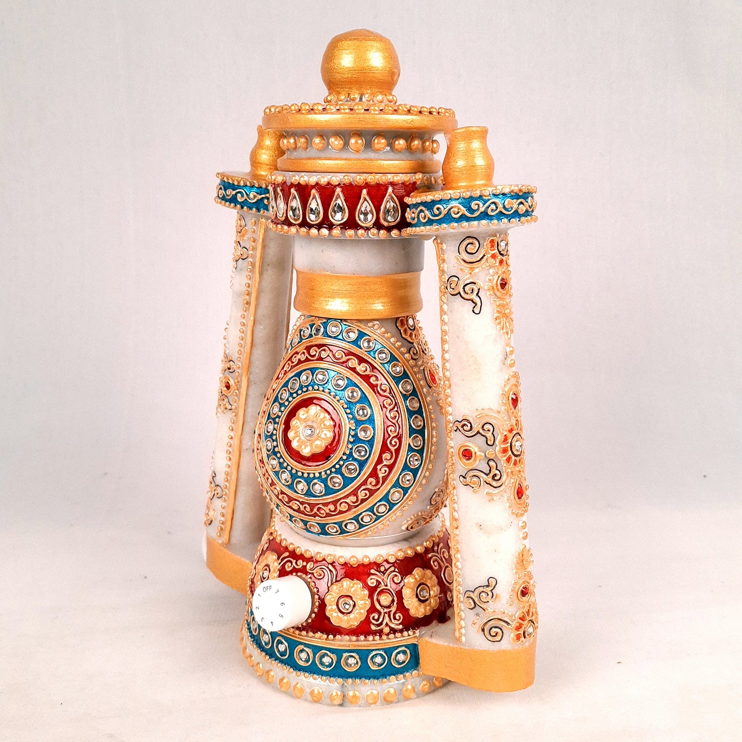 Lantern | Table Lamp Marble - for Home Decor & Gifts - 10 Inch- Apkamart
