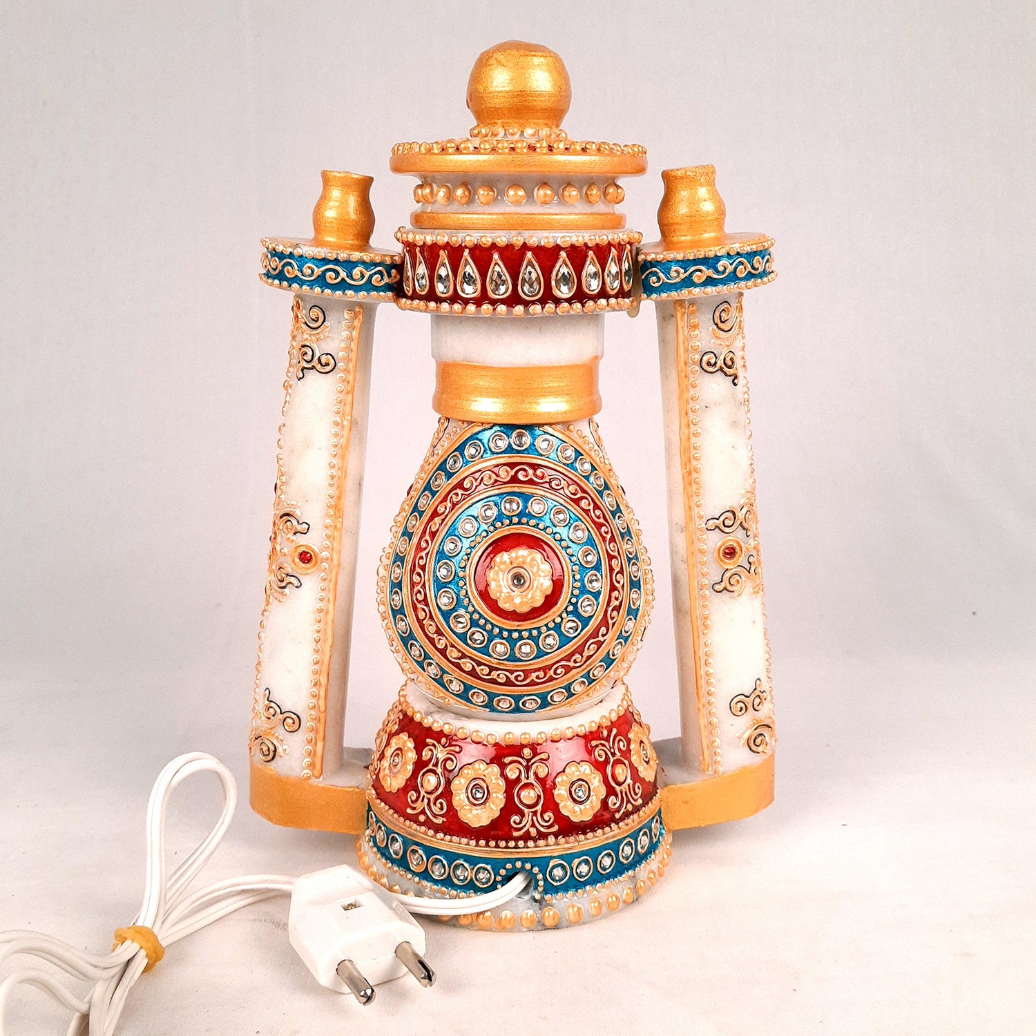 Lantern | Table Lamp Marble - for Home Decor & Gifts - 10 Inch- Apkamart