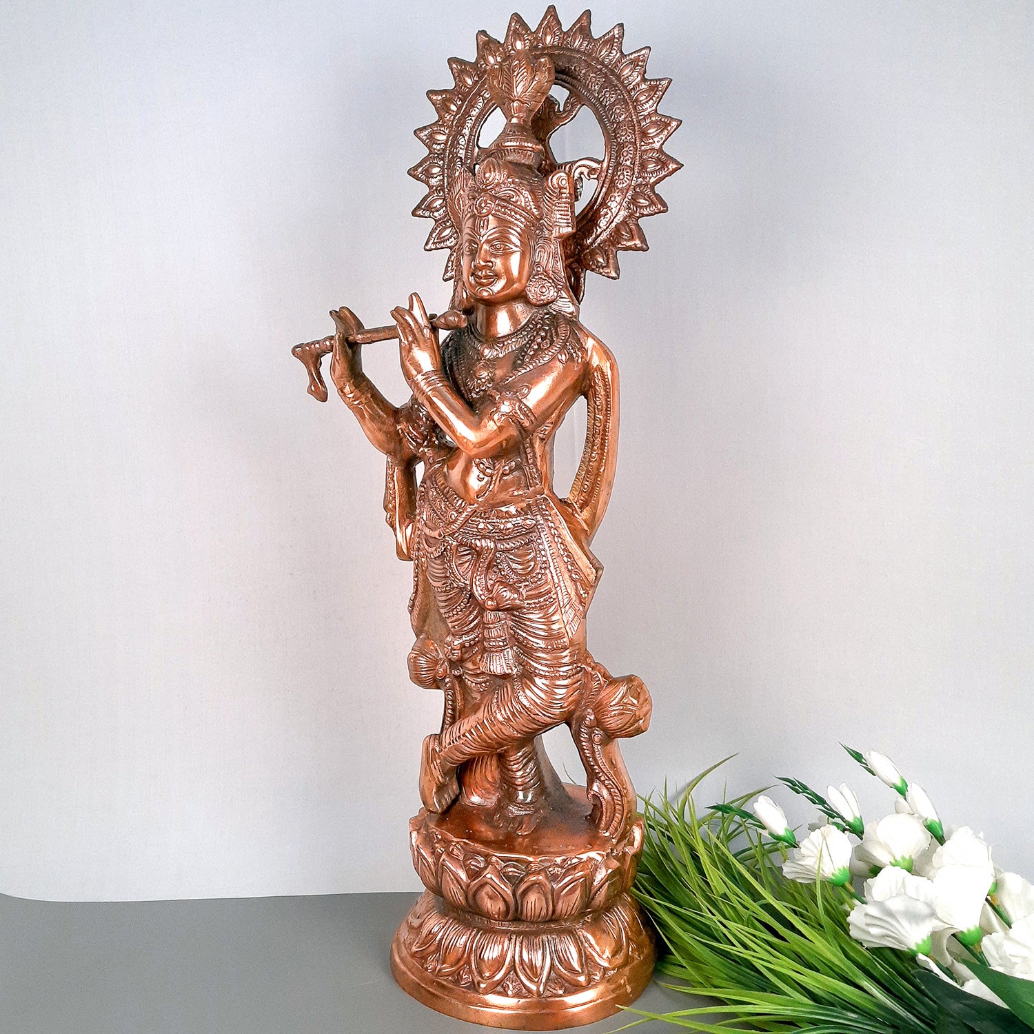 Lord Krishna Statue | Shri Krishna Idol | Krishna Ji Murti Big Size - For Pooja, Temple, Office & Home Decor - 31 Inch - Apkamart