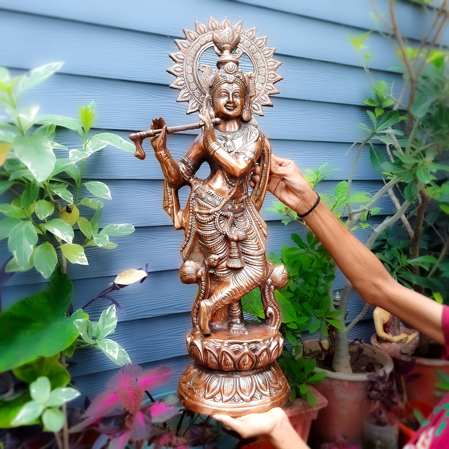 Lord Krishna Statue | Shri Krishna Idol | Krishna Ji Murti Big Size - For Pooja, Temple, Office & Home Decor - 31 Inch - Apkamart