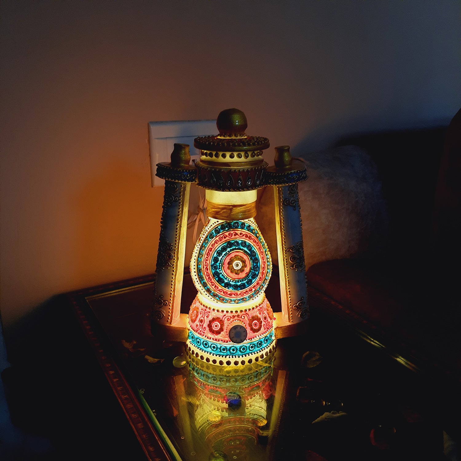 Lantern | Table Lamp Marble - for Home Decor & Gifts - 10 Inch- Apkamart