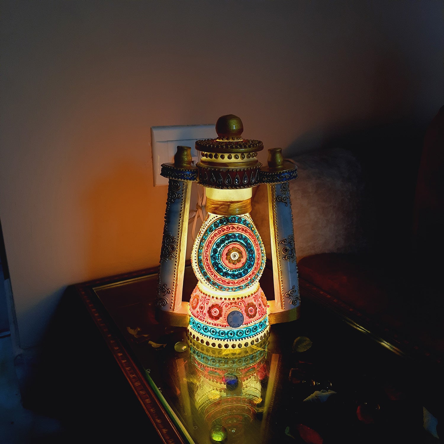 Lantern | Table Lamp Marble - for Home Decor & Gifts - 10 Inch- Apkamart