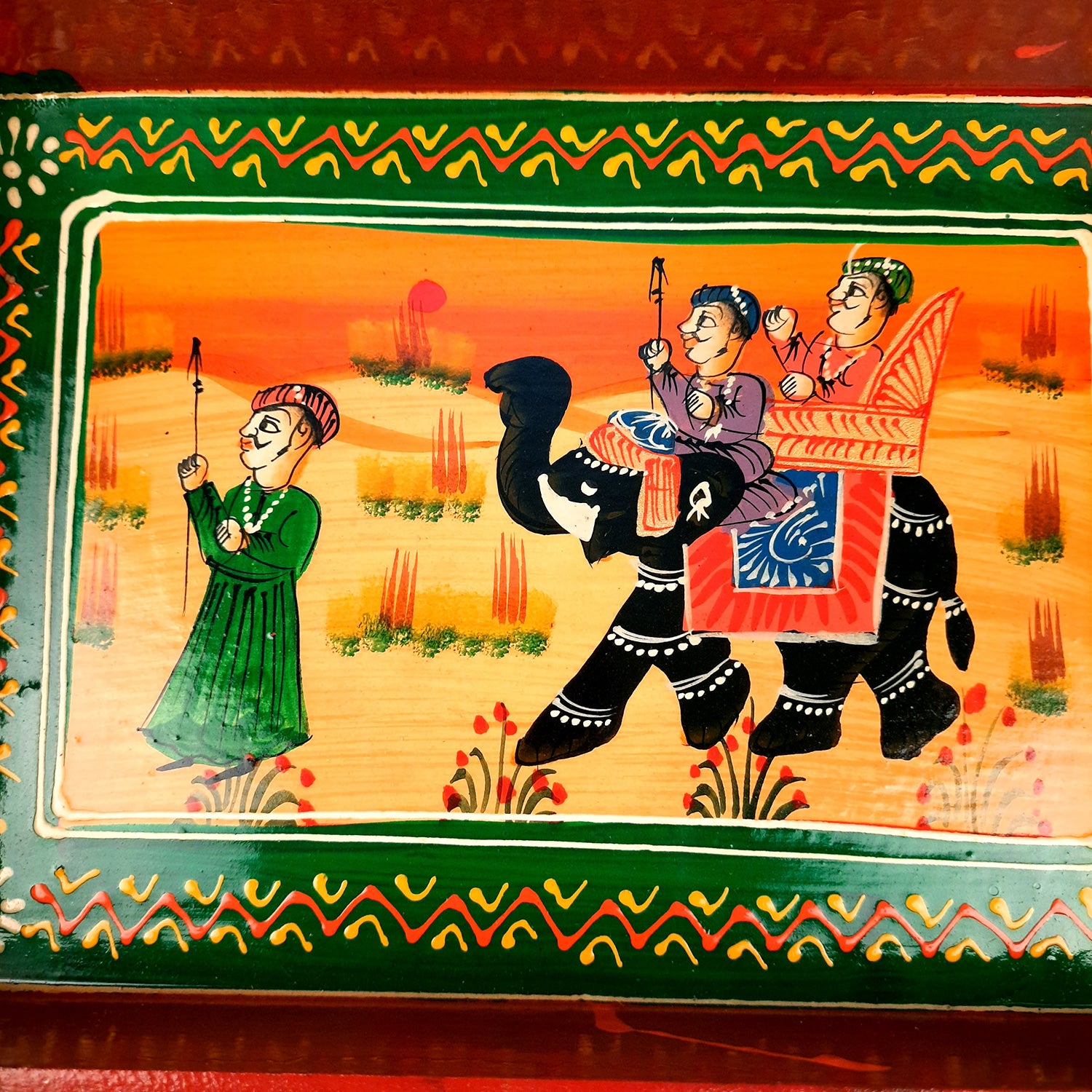 Serving Tray | Tea & Snacks Serving Platter Wooden | Tray With Handles - for Home, Dining Table, Kitchen Decor, Restaurants, Office, Cafe & Gifts - 13 Inch - Apkamart