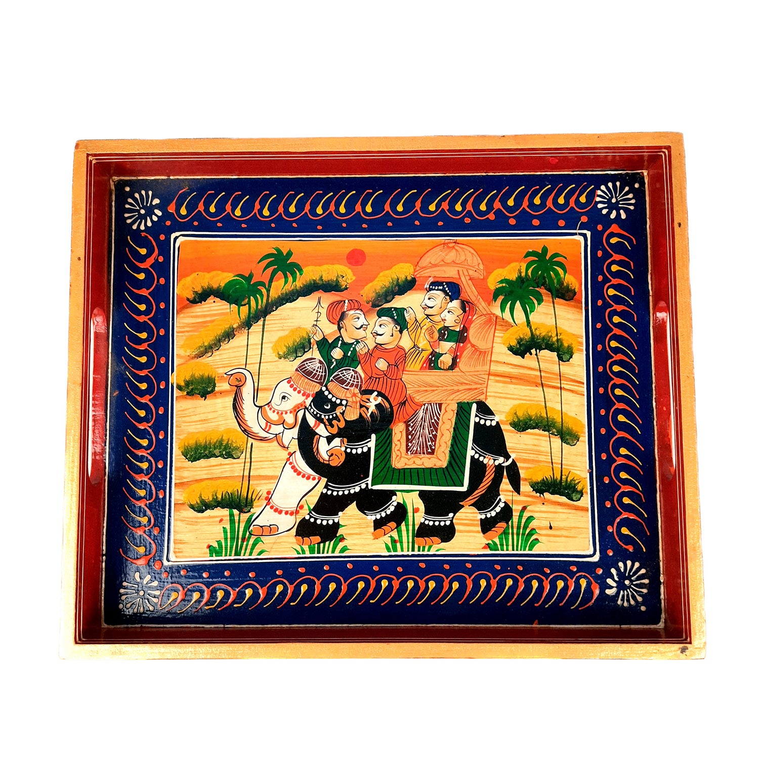 Serving Tray Wooden With Drawer | Tray Cum Organizer for Keeping Tea/ Sugar/ Coffee Sachet & Cutlery - for Home, Dining Table, Kitchen Decor, Restaurant, Office, Cafe - 12 Inch - Apkamart