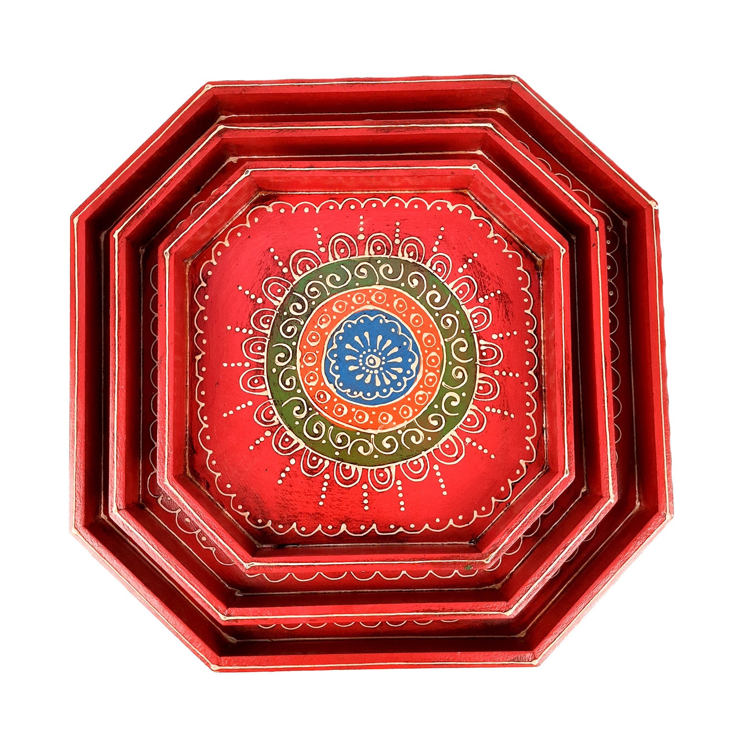 Wooden Serving Tray Set | Tea & Snacks Serving Platter - For Home, Dining Table, Kitchen Decor | Wedding & Housewarming Gift (Combo of 3) - Apkamart #Style_Design 2