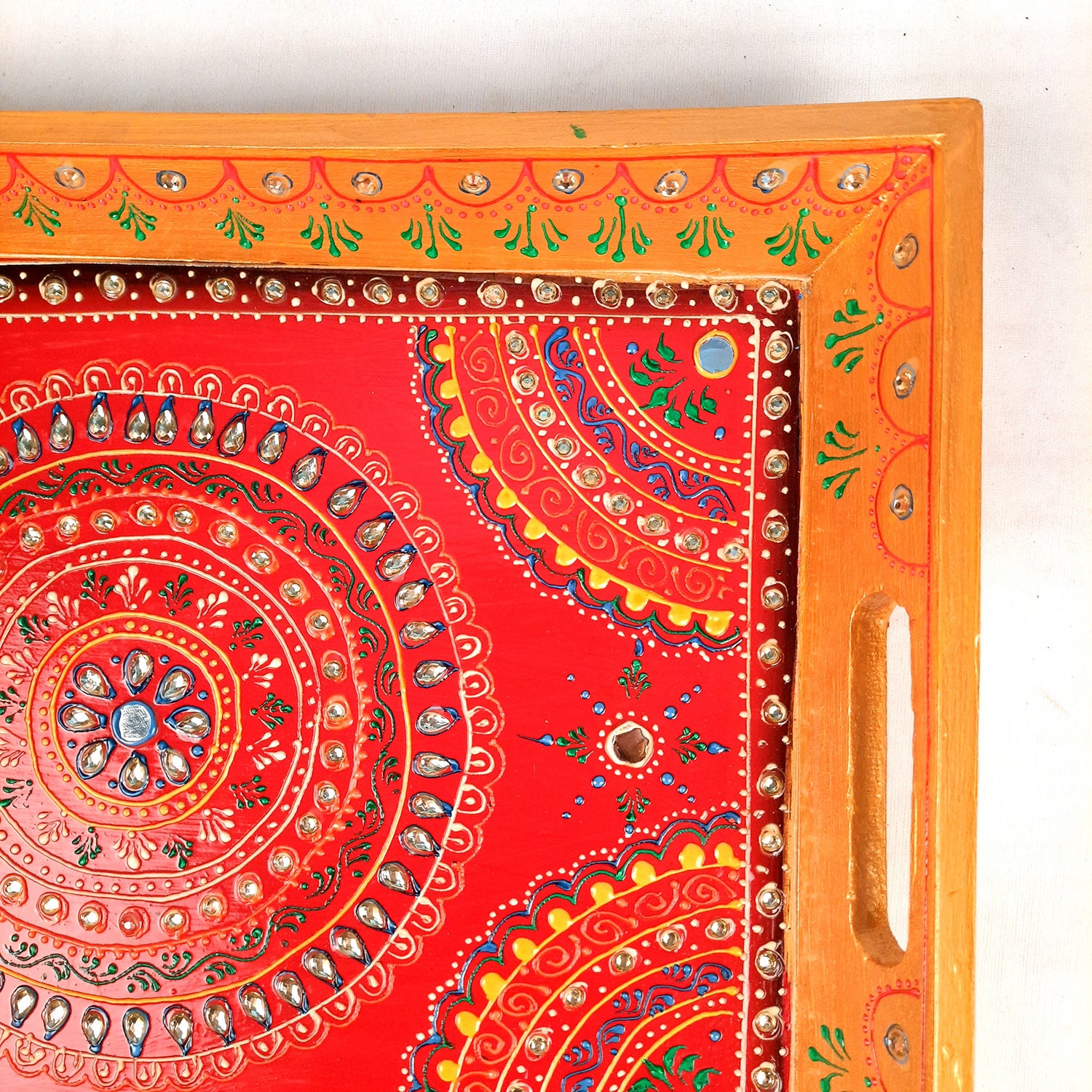 Wooden Serving Tray Set of 3 | Tea & Snacks Serving Platter - For Home, Dining Table, Kitchen Decor | Wedding & Housewarming Gift - Apkamart