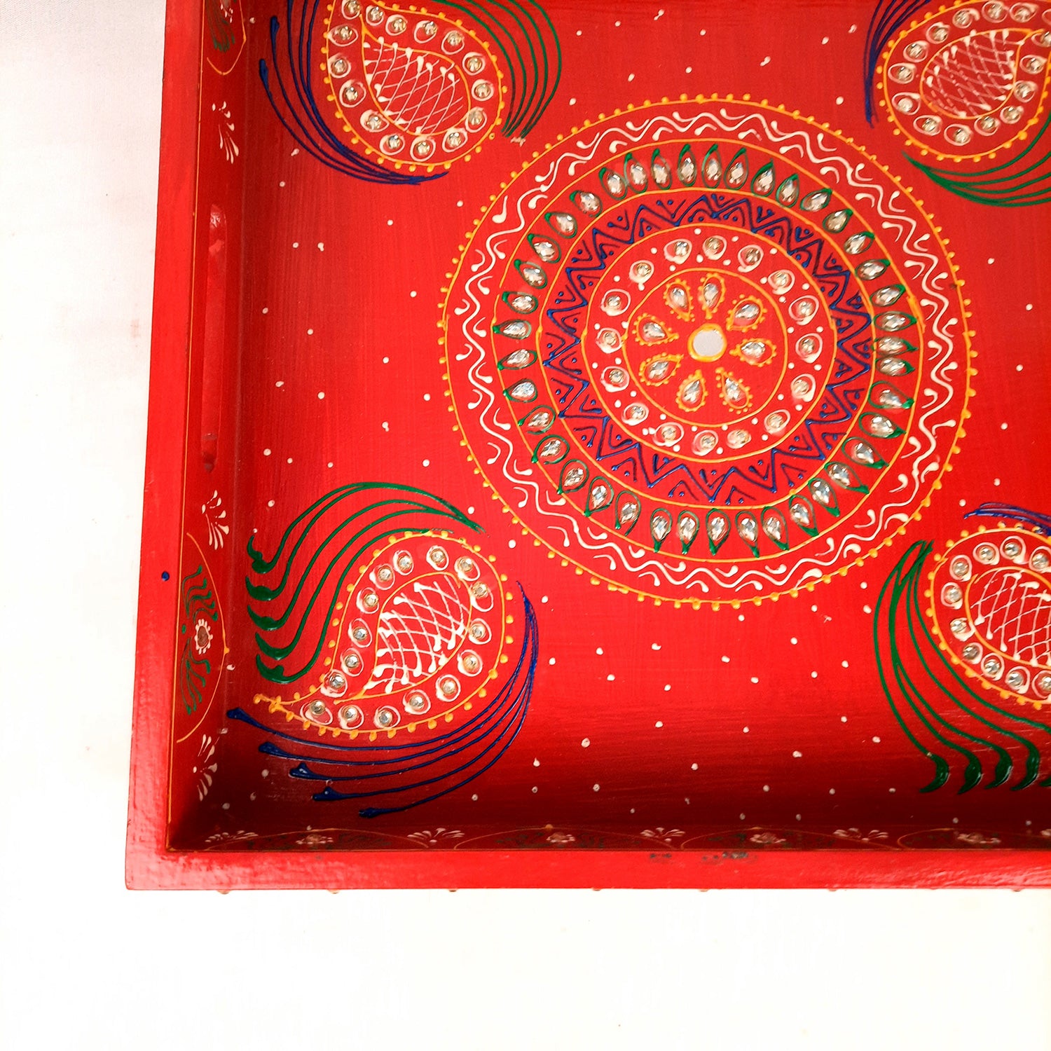 Serving Tray Wooden With Four Steel Bowls & Lid | Snack & Dry Fruit Serving Tray - For Home, Dining Table, Kitchen Decor | Wedding & Housewarming Gift - Apkamart