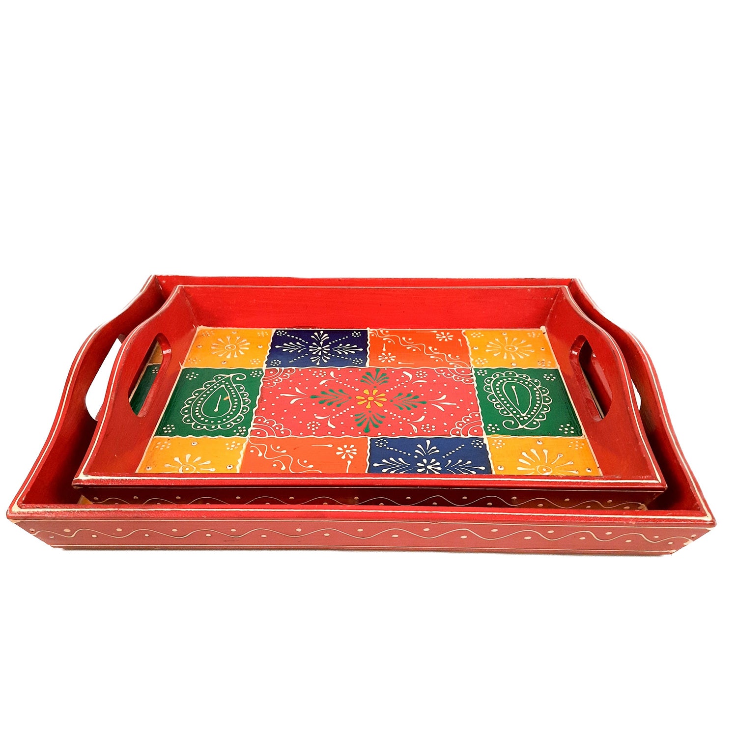 Decorative Serving Tray | Tray for office & Home - Set of 2- Apkamart