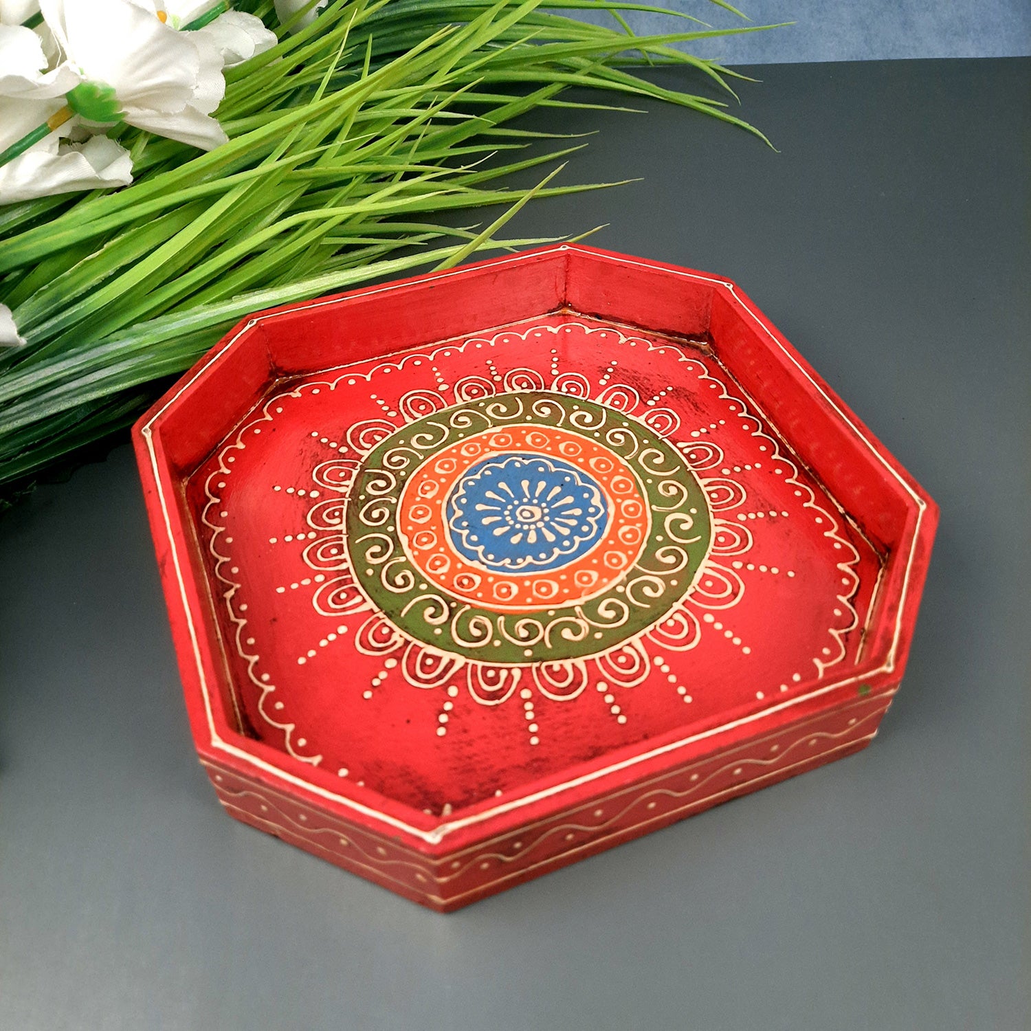 Wooden Serving Tray Set | Tea & Snacks Serving Platter - For Home, Dining Table, Kitchen Decor | Wedding & Housewarming Gift (Combo of 3) - Apkamart #Style_Design 2