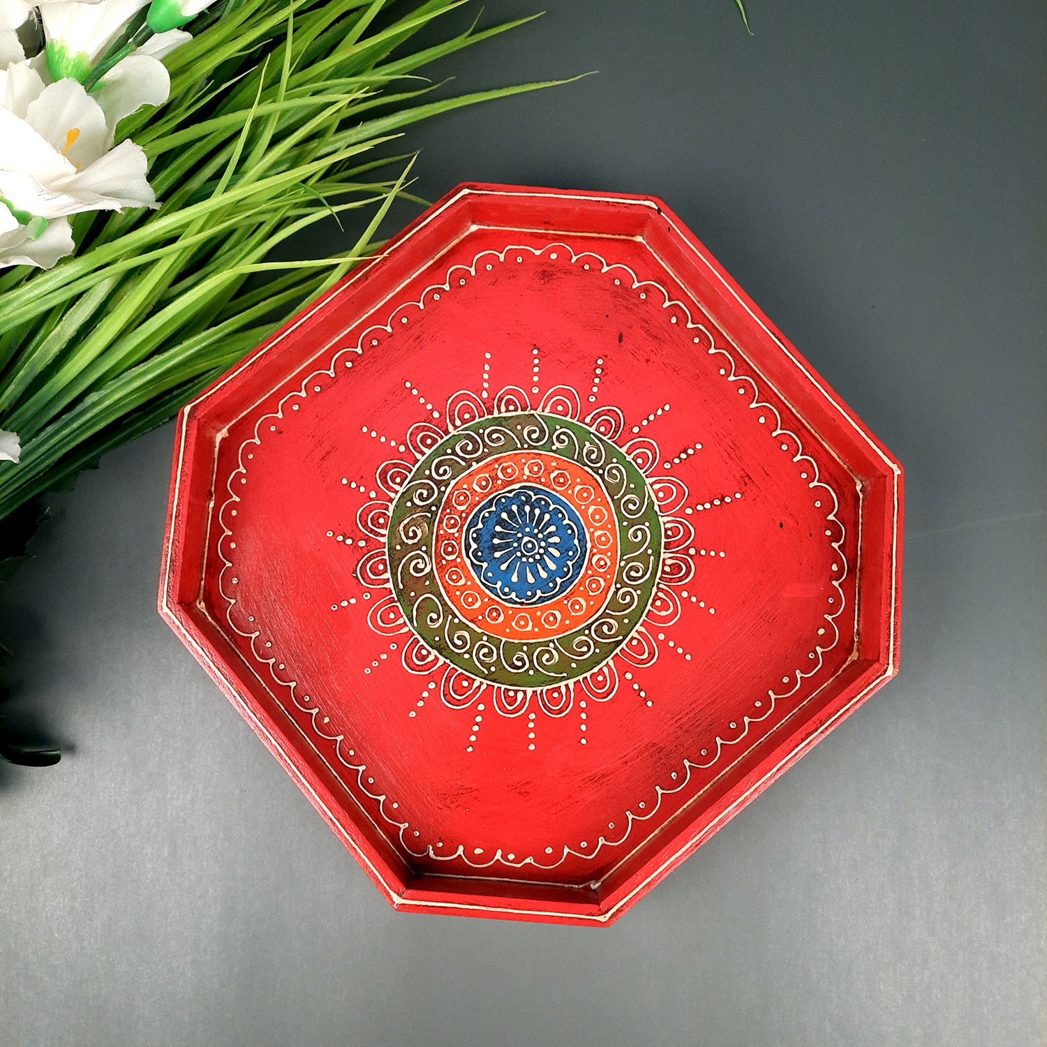 Wooden Serving Tray Set | Tea & Snacks Serving Platter - For Home, Dining Table, Kitchen Decor | Wedding & Housewarming Gift (Combo of 3) - Apkamart #Style_Design 2