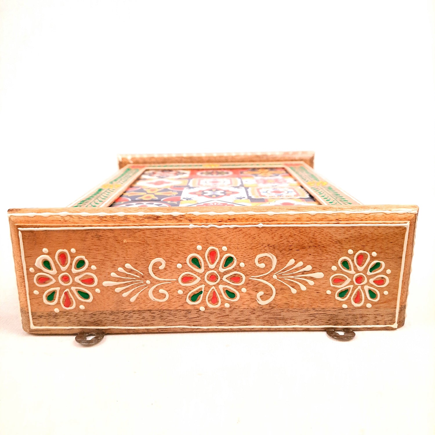 Key Holder Box With Ceramic Tiles | Wooden Wall Hanging Key Box Cabinet Stand - For Home, Office & Entrance Decor - Apkamart #Style_Design 1
