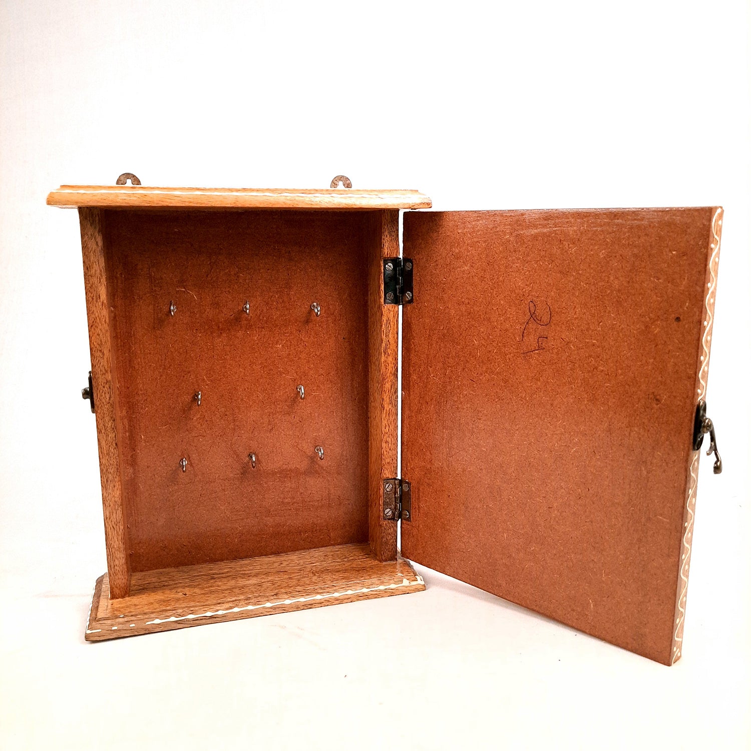 Key Holder Box With Ceramic Tiles | Wooden Wall Hanging Key Box Cabinet Stand - For Home, Office & Entrance Decor - Apkamart #Style_Design 1