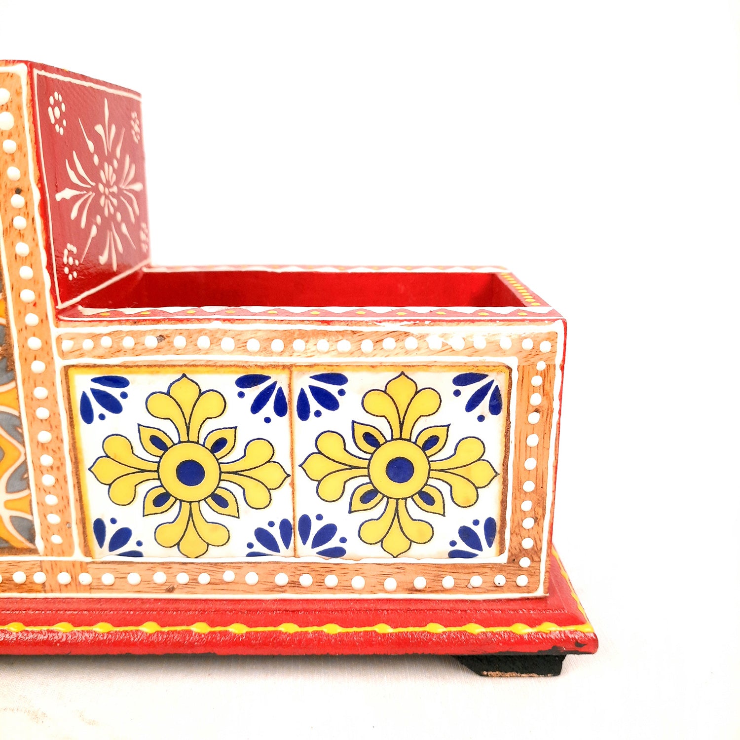 Tile Wooden Pen Stand - Pen Holder for Study Table & Gifts - 5 Inches- Apkamart