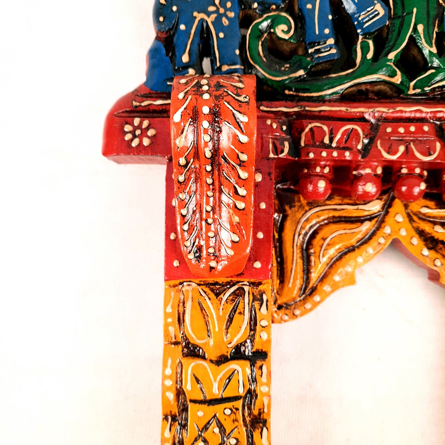 Wooden Jharokha Wall Hanging - Elephant Design - For Living Room, Wall & Home Decor & Gifts -18 Inch - Apkamart #color_Blue