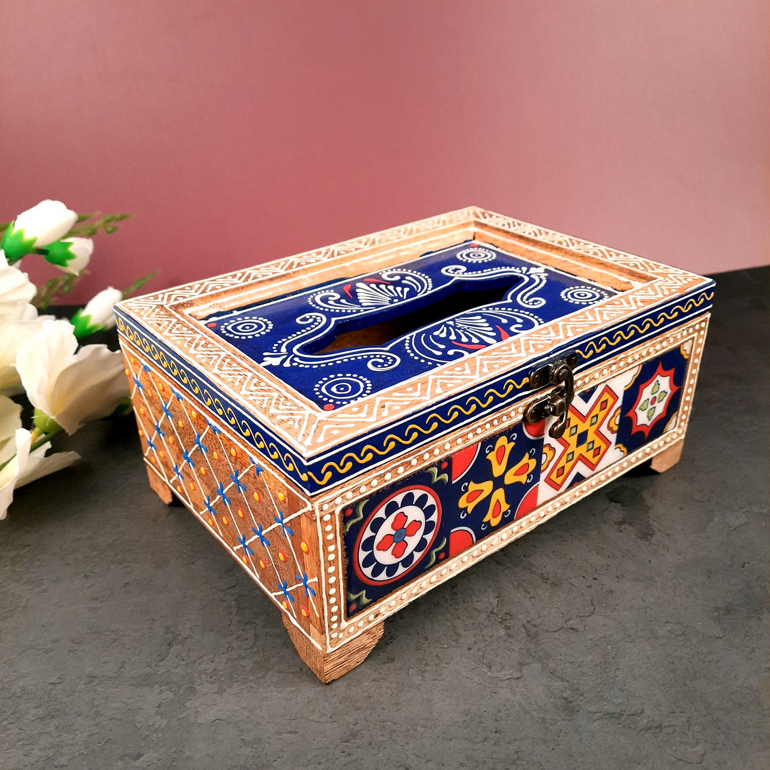 Paper Napkin Holder - For Table & Home Decor - 4 inch- Blue- Apkamart