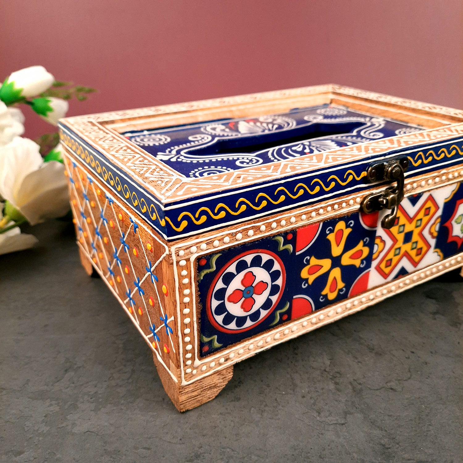 Paper Napkin Holder - For Table & Home Decor - 4 inch- Blue- Apkamart