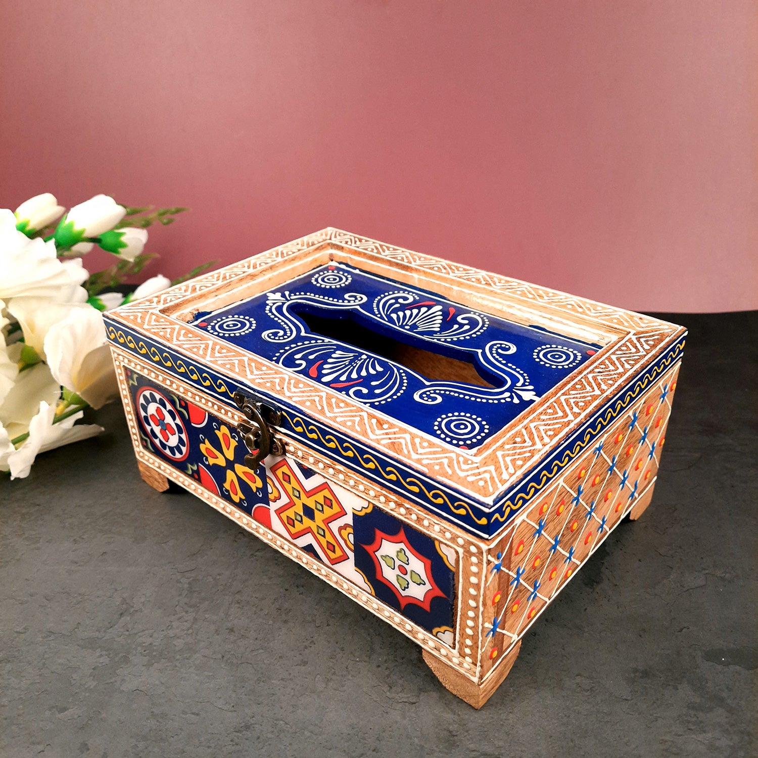 Paper Napkin Holder - For Table & Home Decor - 4 inch- Blue- Apkamart