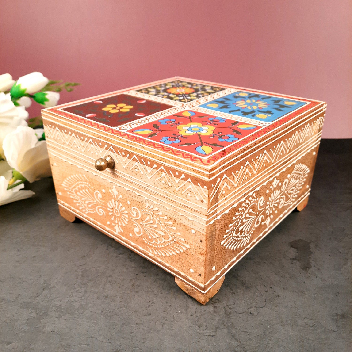 Fourtile Jewellery Box for Earrings | Jewellery Organizer - 4 Inch- Apkamart