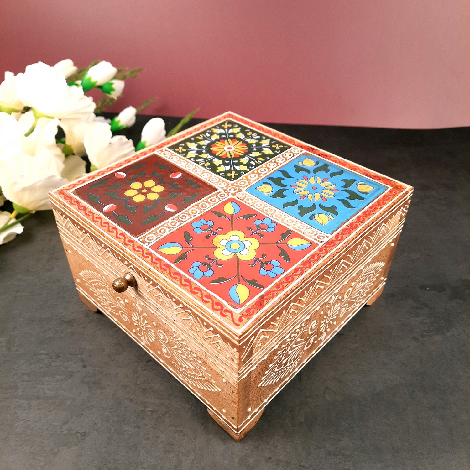 Fourtile Jewellery Box for Earrings | Jewellery Organizer - 4 Inch- Apkamart