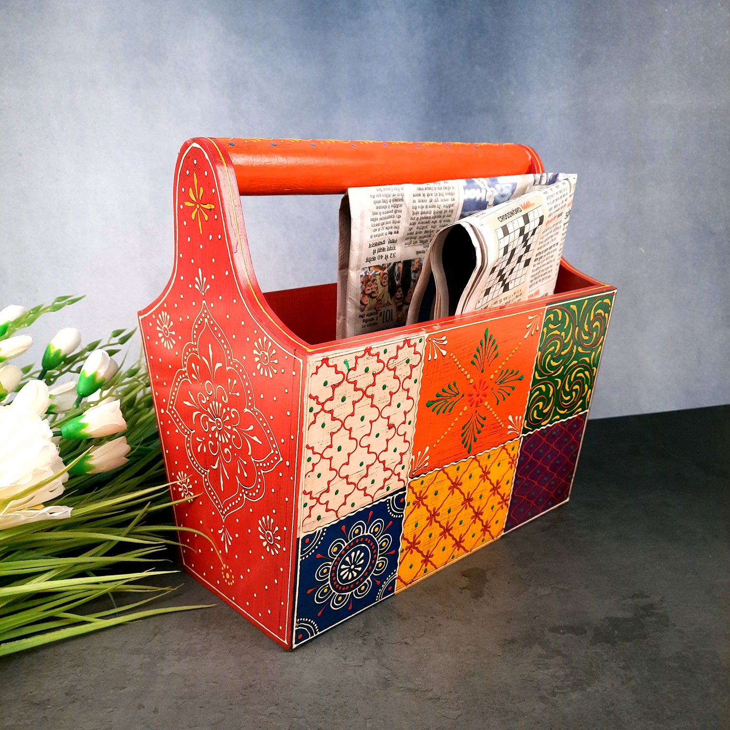 Magazine Holder | Newspaper Stand Cum Organizer - For Home Decor, Living Room, Table & Desk Organising, Office & Gifts - 12 Inch - Apkamart