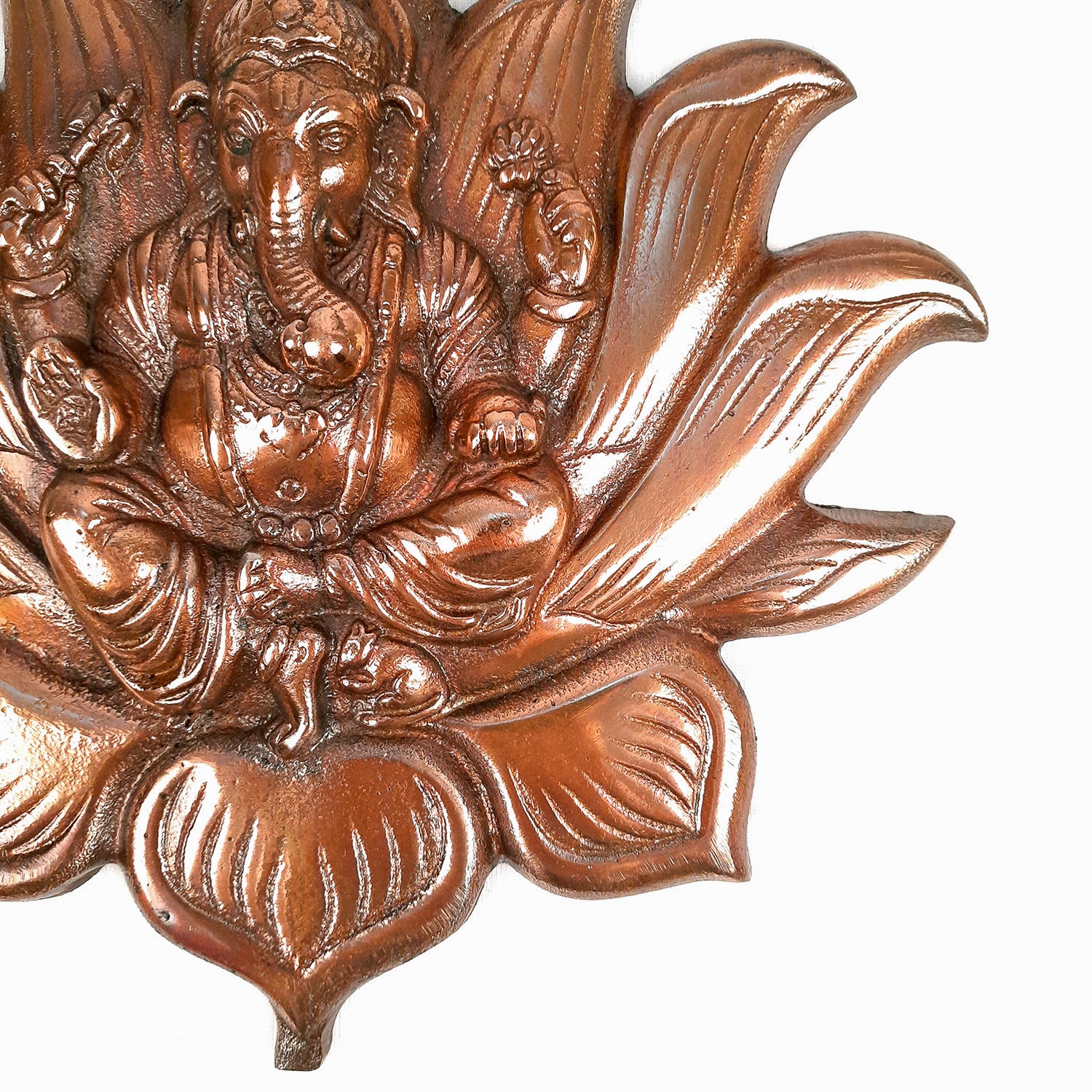 Ganesh Wall Hanging Murti | Shri Ganesha Sitting On The Lotus Wall Decor Statue - for Diwali & Housewarming Gift | Religious & Spiritual Wall Art - for Puja, Home, Entrance & Living Room - 12 Inch