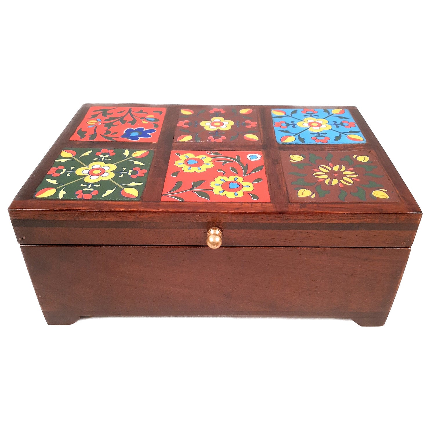 Makeup Storage Box | Jewellery Organizer - 4 Inches- Apkamart #Colour_Brown