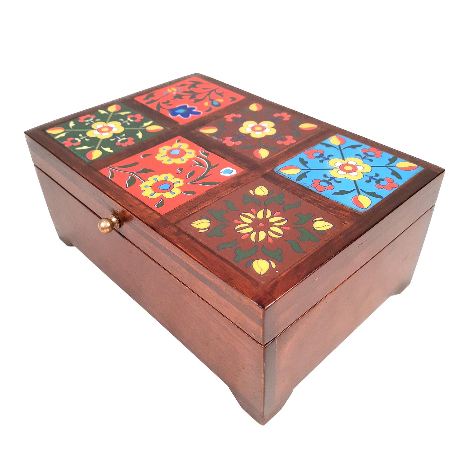Makeup Storage Box | Jewellery Organizer - 4 Inches- Apkamart #Colour_Brown