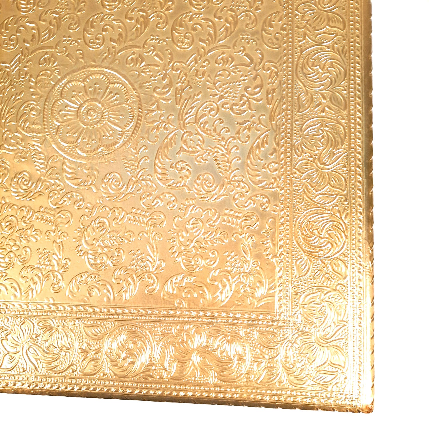 Puja Chowki Bajot | Brass Chauki Wooden - For Pooja, Temple, Home Decor & Sitting - 12 Inch - Apkamart #Style_Design 1