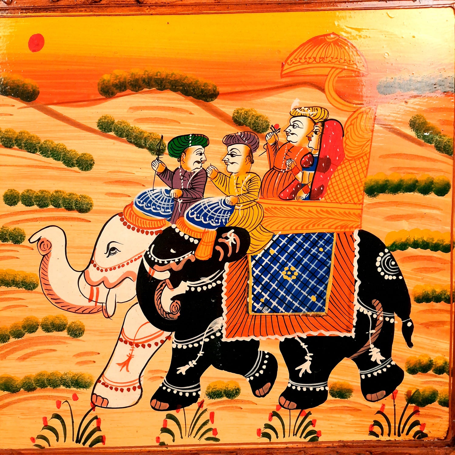 Center Table Wooden | Folding Table Hand Painted - for Living Room, Drawing Room, Home Decor, Balcony & Roof Decoration - 30 Inch - Apkamart