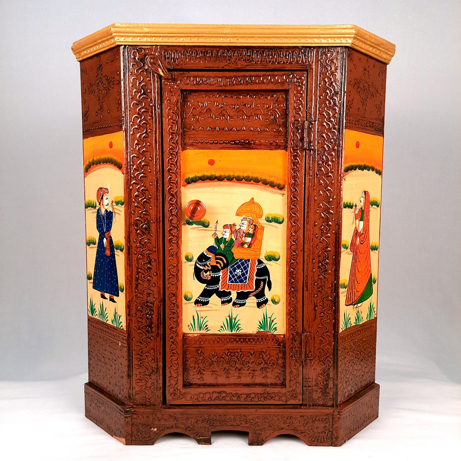 Almirah Corner Rack With Two Drawers | Wooden Cabinet Cum Storage Drawer - for Home, Living Room Decor, Corner Decoration & Gifts - 24 Inch