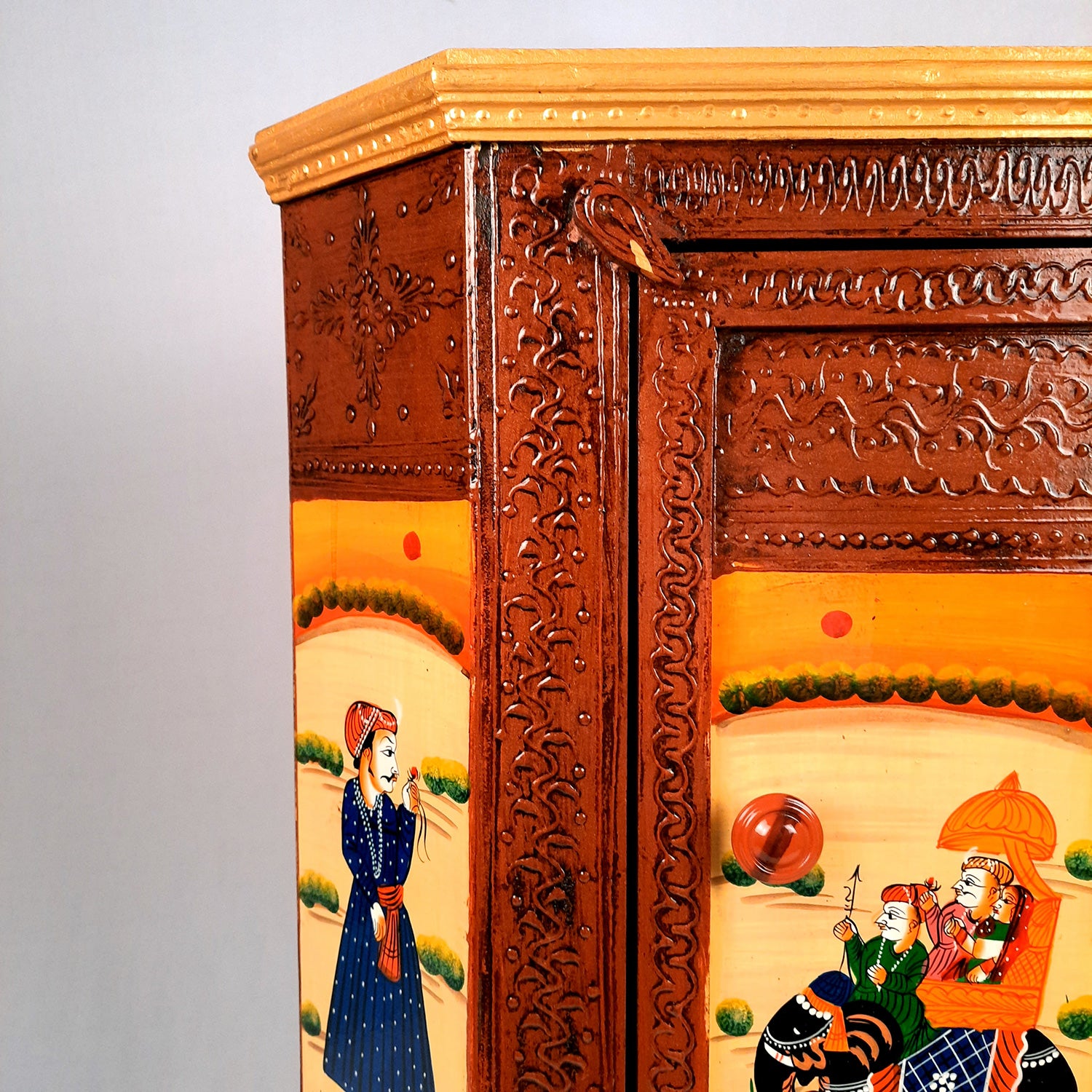 Almirah Corner Rack With Two Drawers | Wooden Cabinet Cum Storage Drawer - for Home, Living Room Decor, Corner Decoration & Gifts - 24 Inch