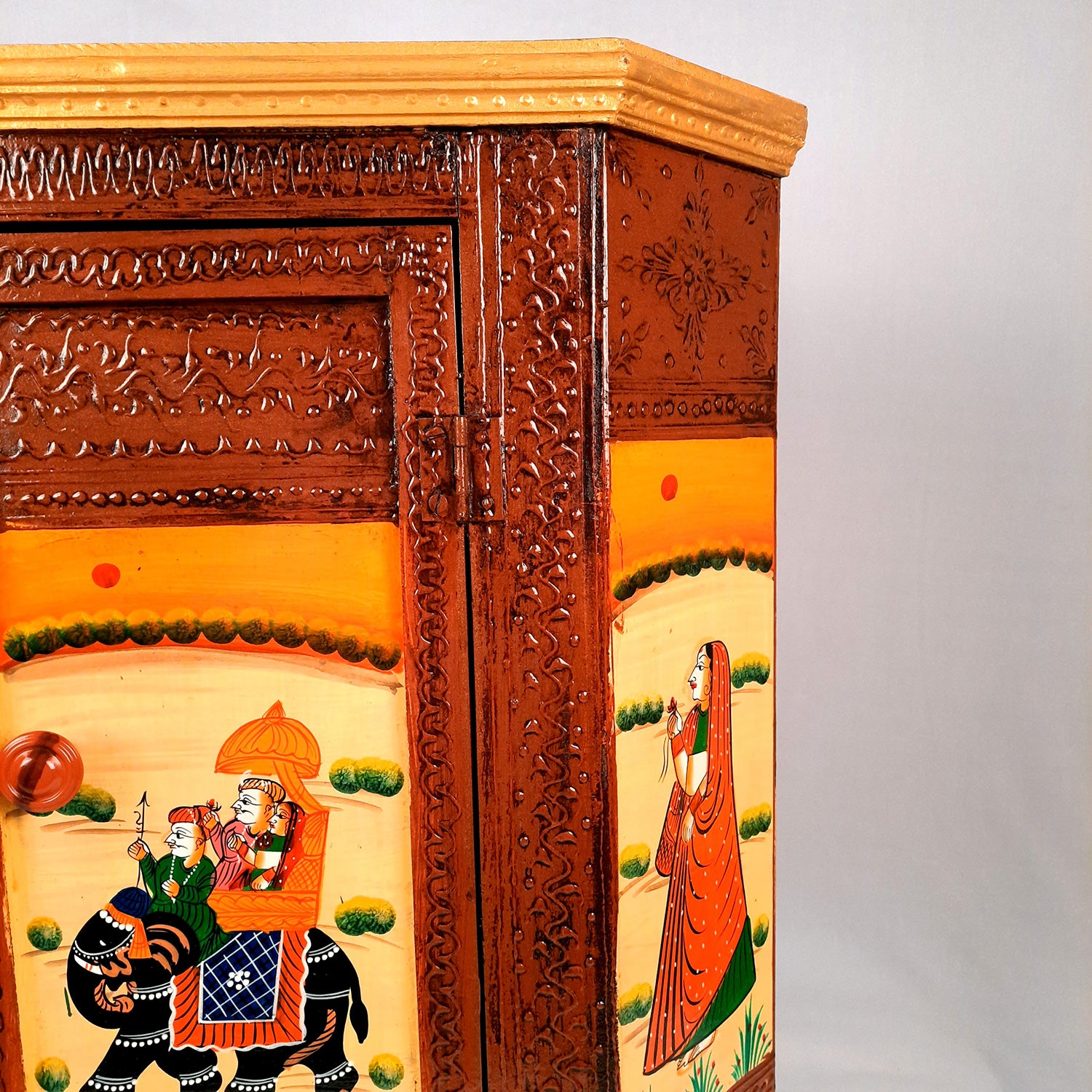 Almirah Corner Rack With Two Drawers | Wooden Cabinet Cum Storage Drawer - for Home, Living Room Decor, Corner Decoration & Gifts - 24 Inch - Apkamart