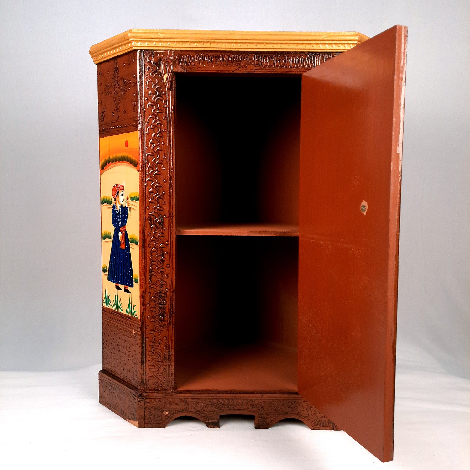 Almirah Corner Rack With Two Drawers | Wooden Cabinet Cum Storage Drawer - for Home, Living Room Decor, Corner Decoration & Gifts - 24 Inch