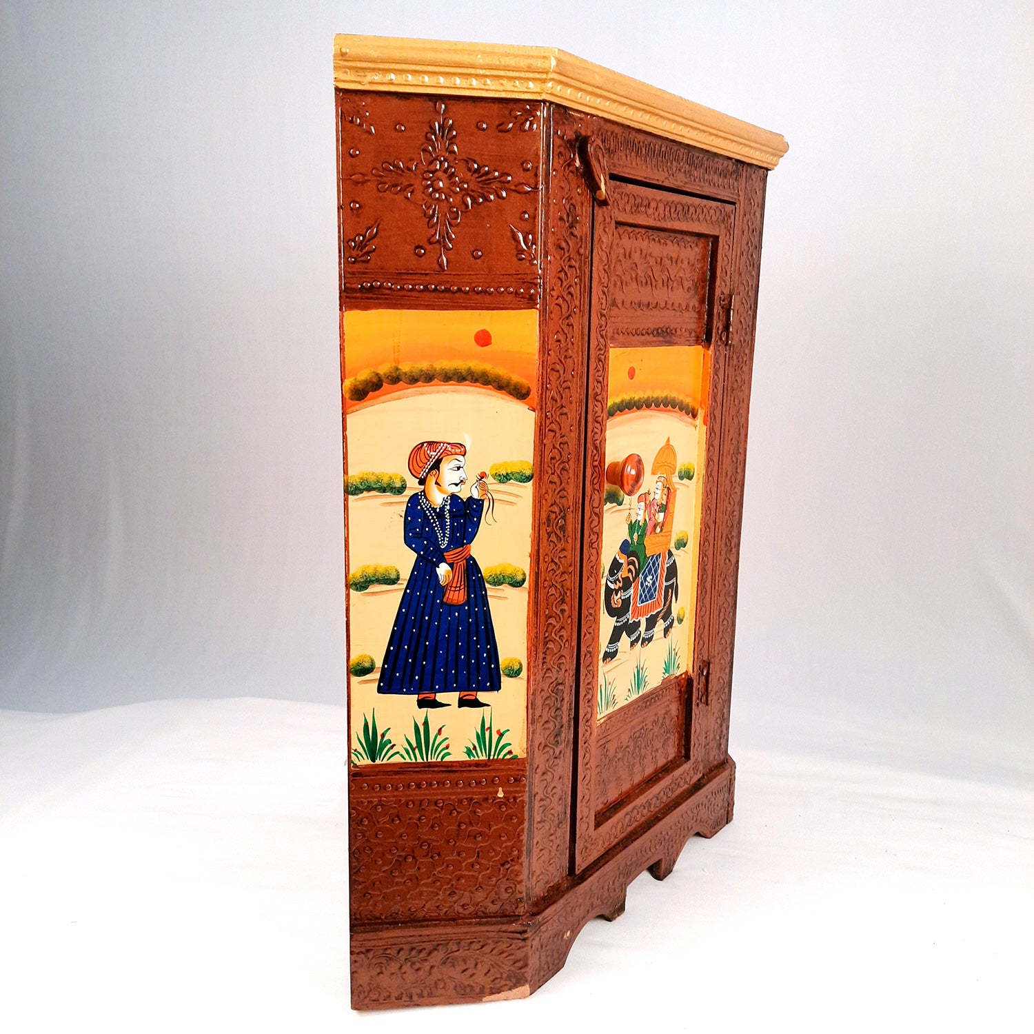 Almirah Corner Rack With Two Drawers | Wooden Cabinet Cum Storage Drawer - for Home, Living Room Decor, Corner Decoration & Gifts - 24 Inch - Apkamart