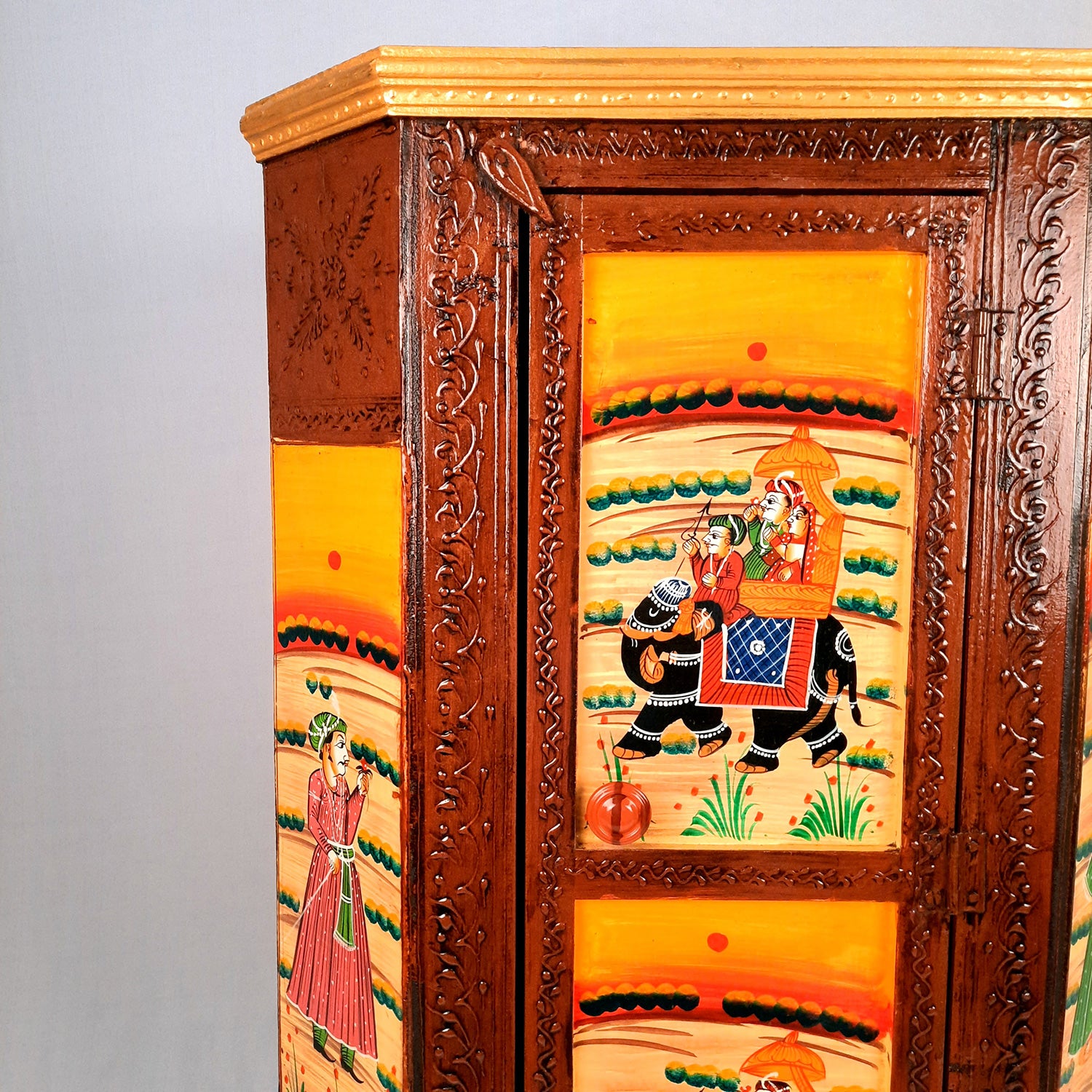 Almirah Corner Rack | Wooden Cabinet with Two Drawers - for Home, Living Room, Bedroom Decor | For Storage & Gifts - 30 Inch - Apkamart