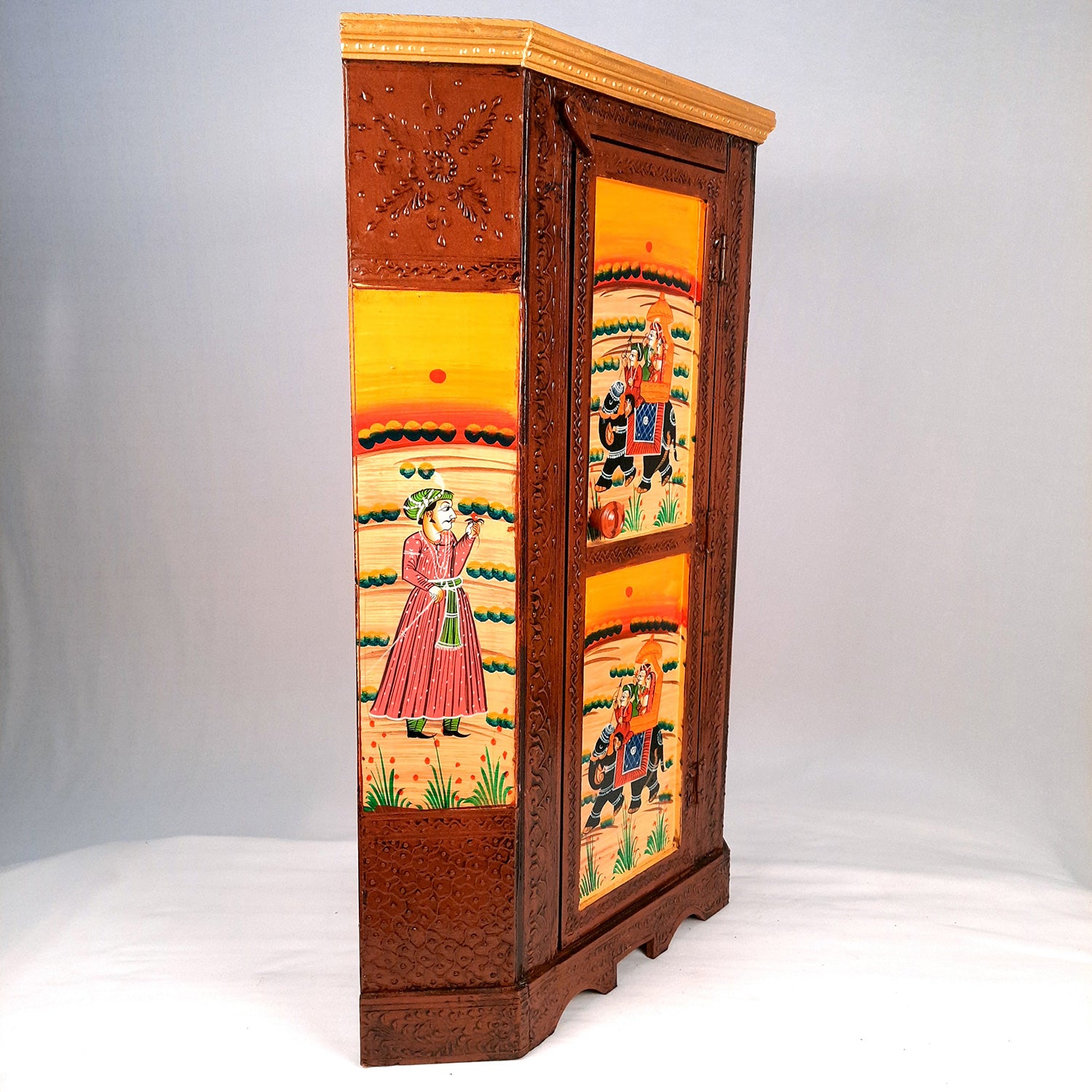 Almirah Corner Rack | Wooden Cabinet with Two Drawers - for Home, Living Room, Bedroom Decor | For Storage & Gifts - 30 Inch - Apkamart