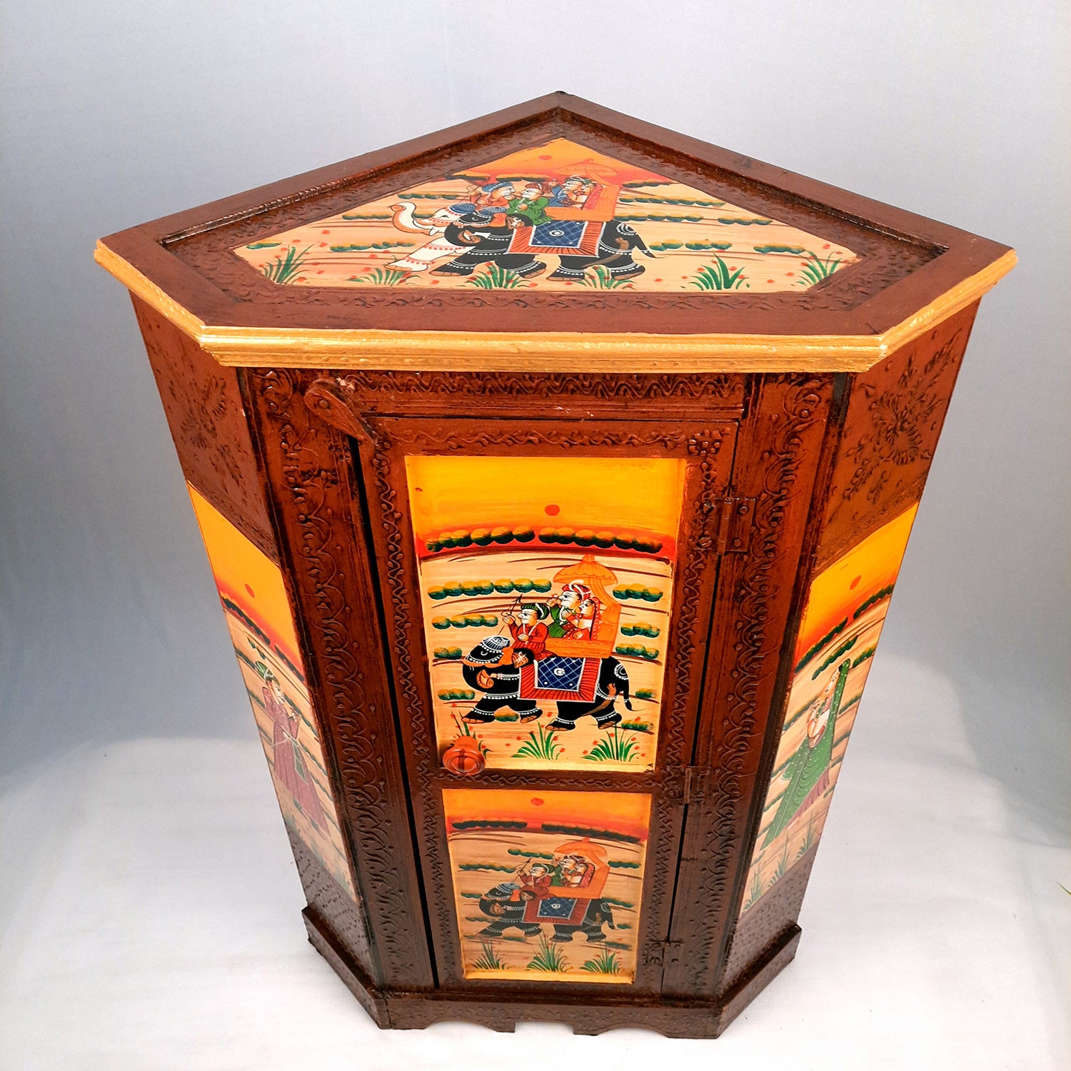 Almirah Corner Rack | Wooden Cabinet with Two Drawers - for Home, Living Room, Bedroom Decor | For Storage & Gifts - 30 Inch - Apkamart