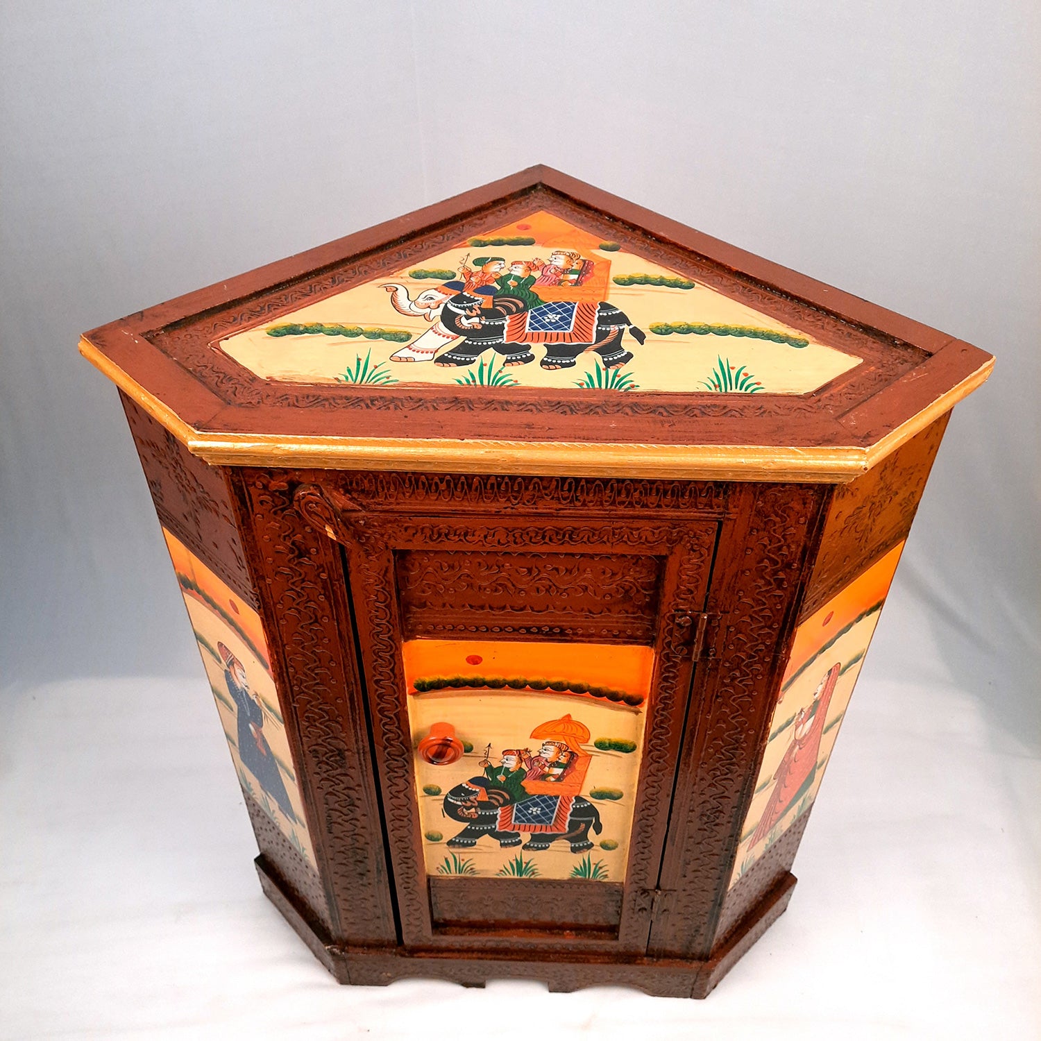 Almirah Corner Rack With Two Drawers | Wooden Cabinet Cum Storage Drawer - for Home, Living Room Decor, Corner Decoration & Gifts - 24 Inch