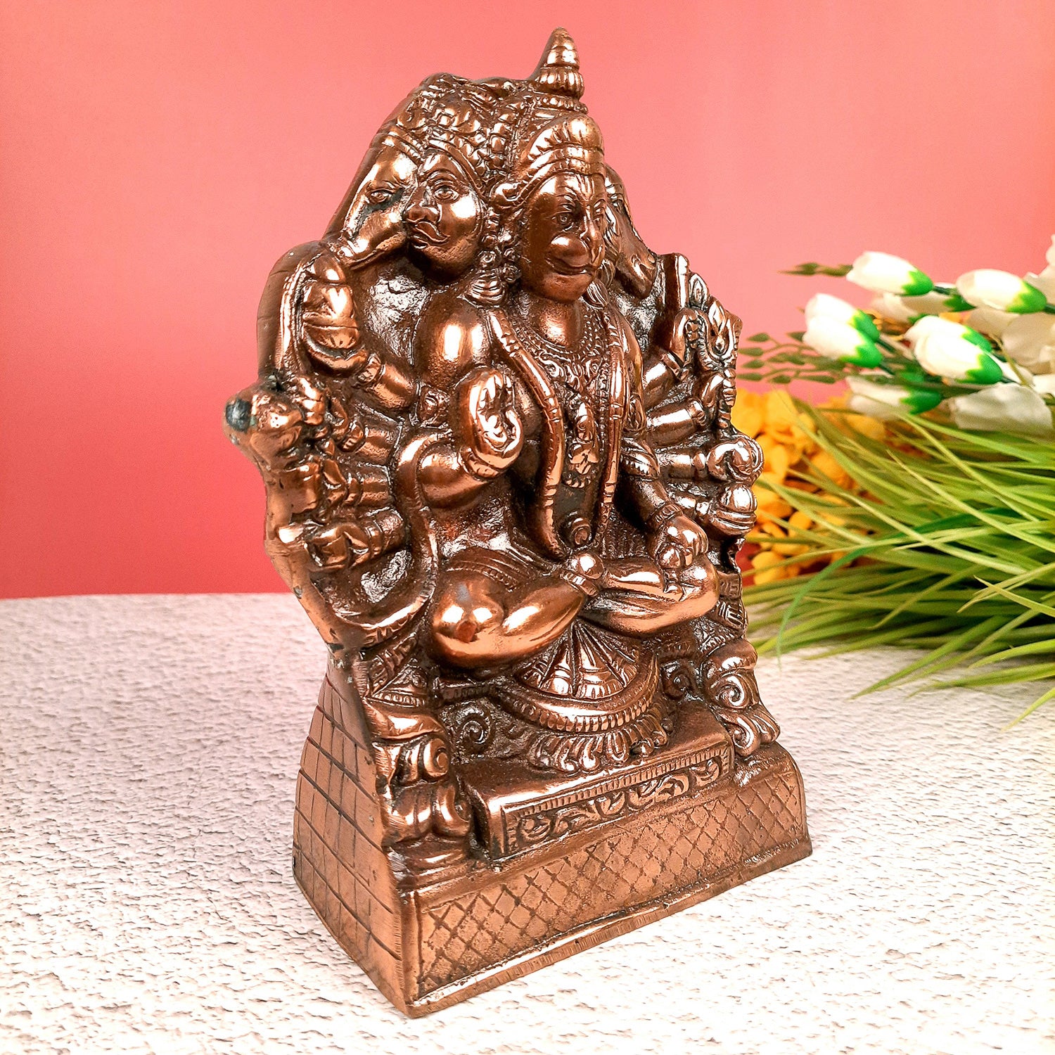 Lord Hanuman Statue | Panchmukhi Hanuman Ji Murti / Idol - for Temple, Pooja, Entrance, Home Decor & Gifts- 9 Inch - apkamart
